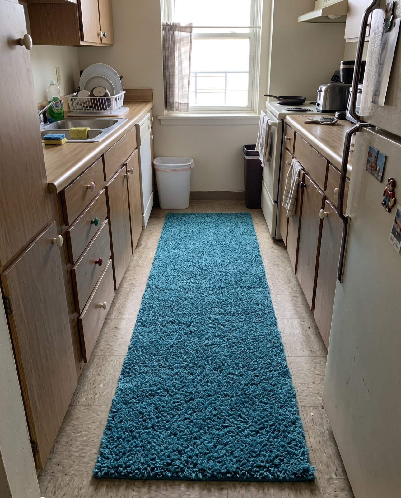 7' x 10' Jameson · Solid shag rug, deep aqua blue