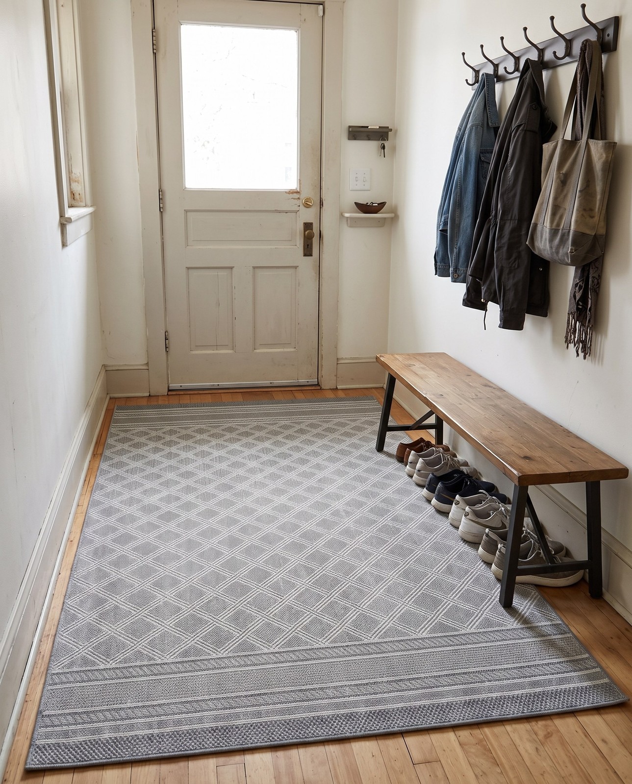 4' 1 x 6' 1 Mercer · Border Outdoor Rug, gray