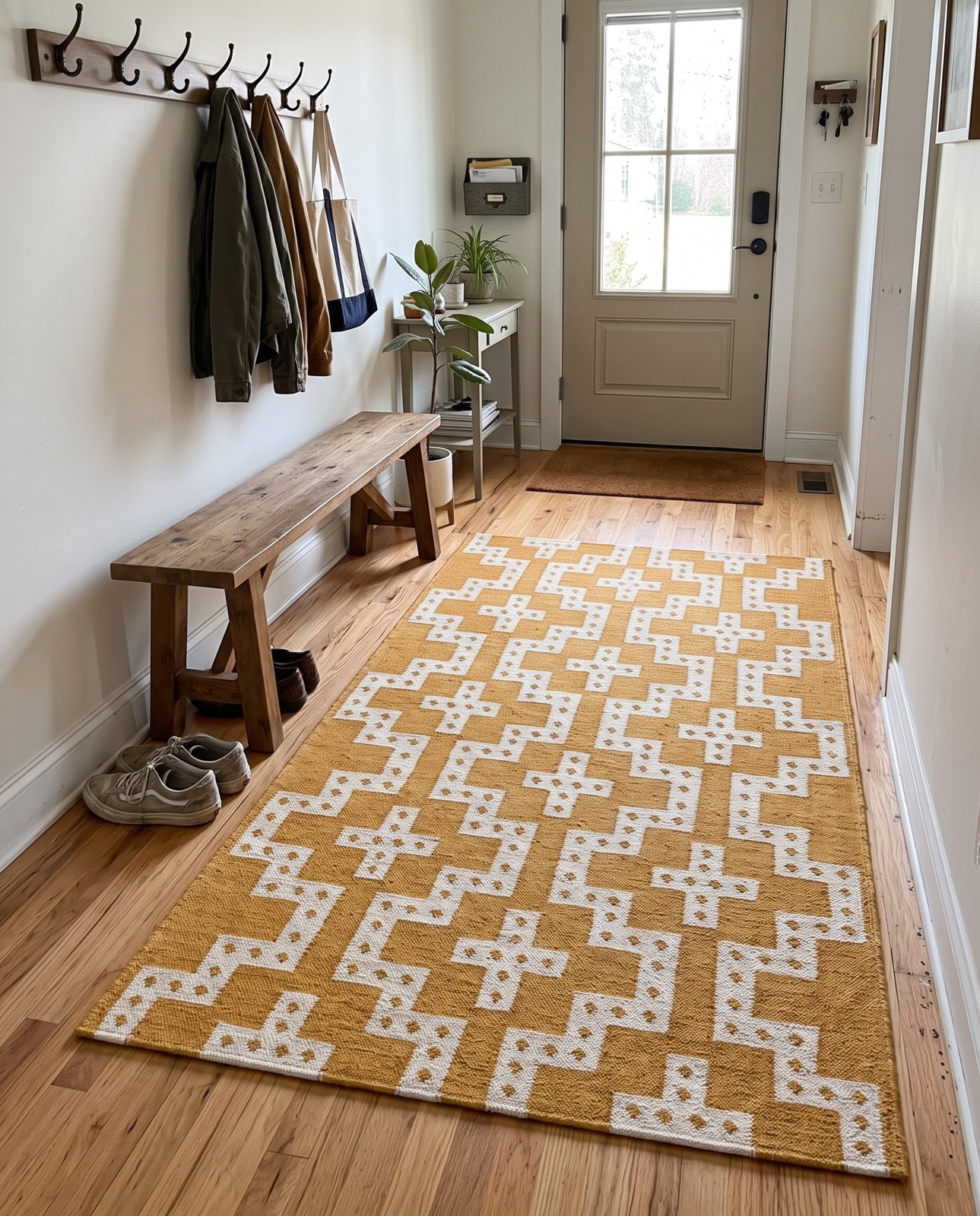 5' 1 x 8' Earley · Diamond Wool Rug, gold and ivory