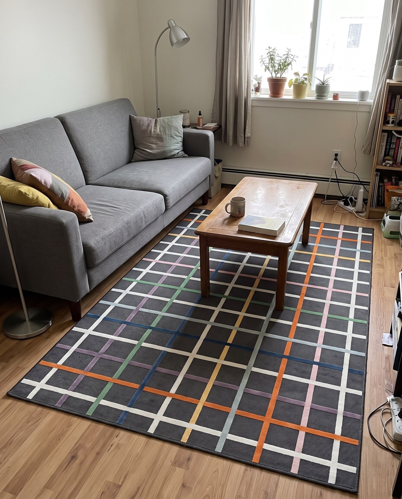 5' 2 x 8' Franklin · Plaid Outdoor Rug, charcoal and multicolor