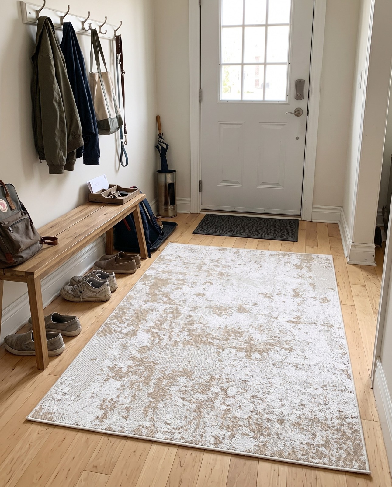 2' 3 x 3' Coxwell · Abstract rug, ivory and beige