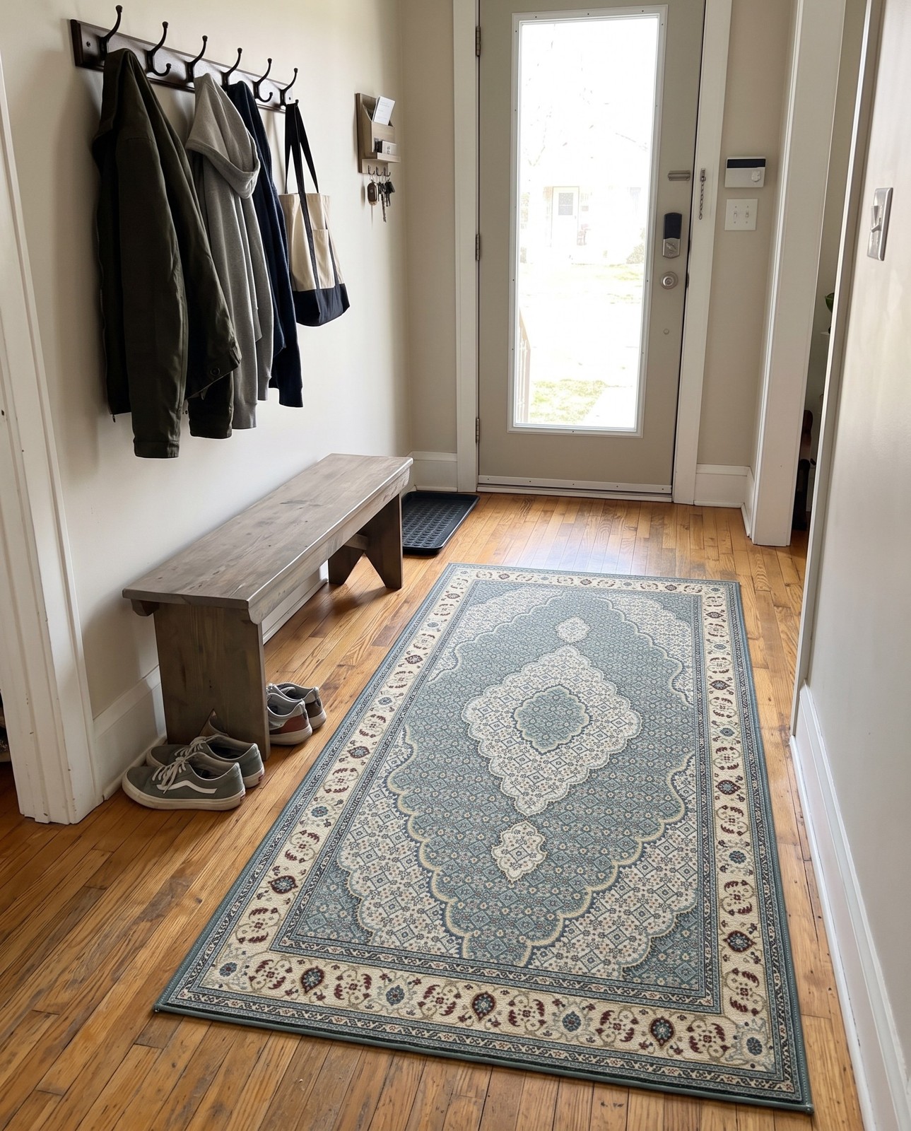 Detail image of 4' x 6' Millard · Border rug, light blue