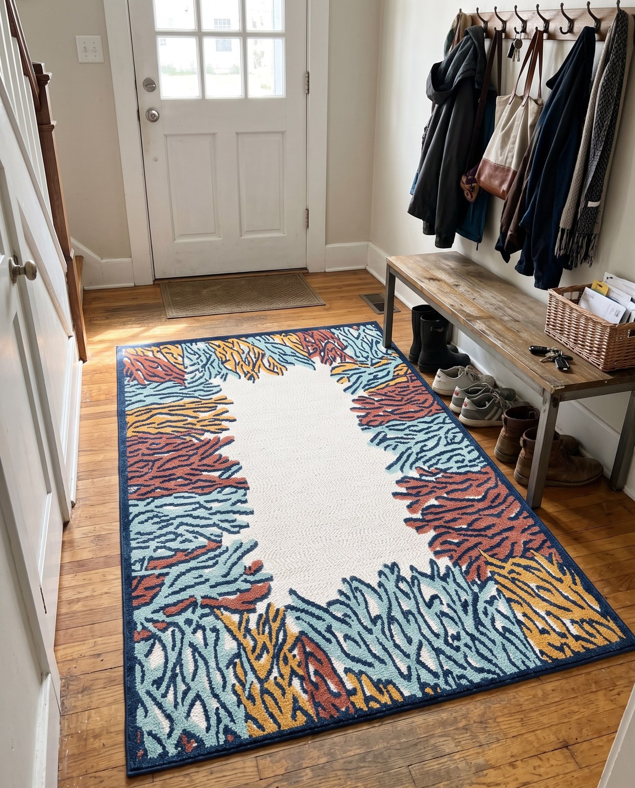 6' x 9' Ely · Border Outdoor Rug, multi