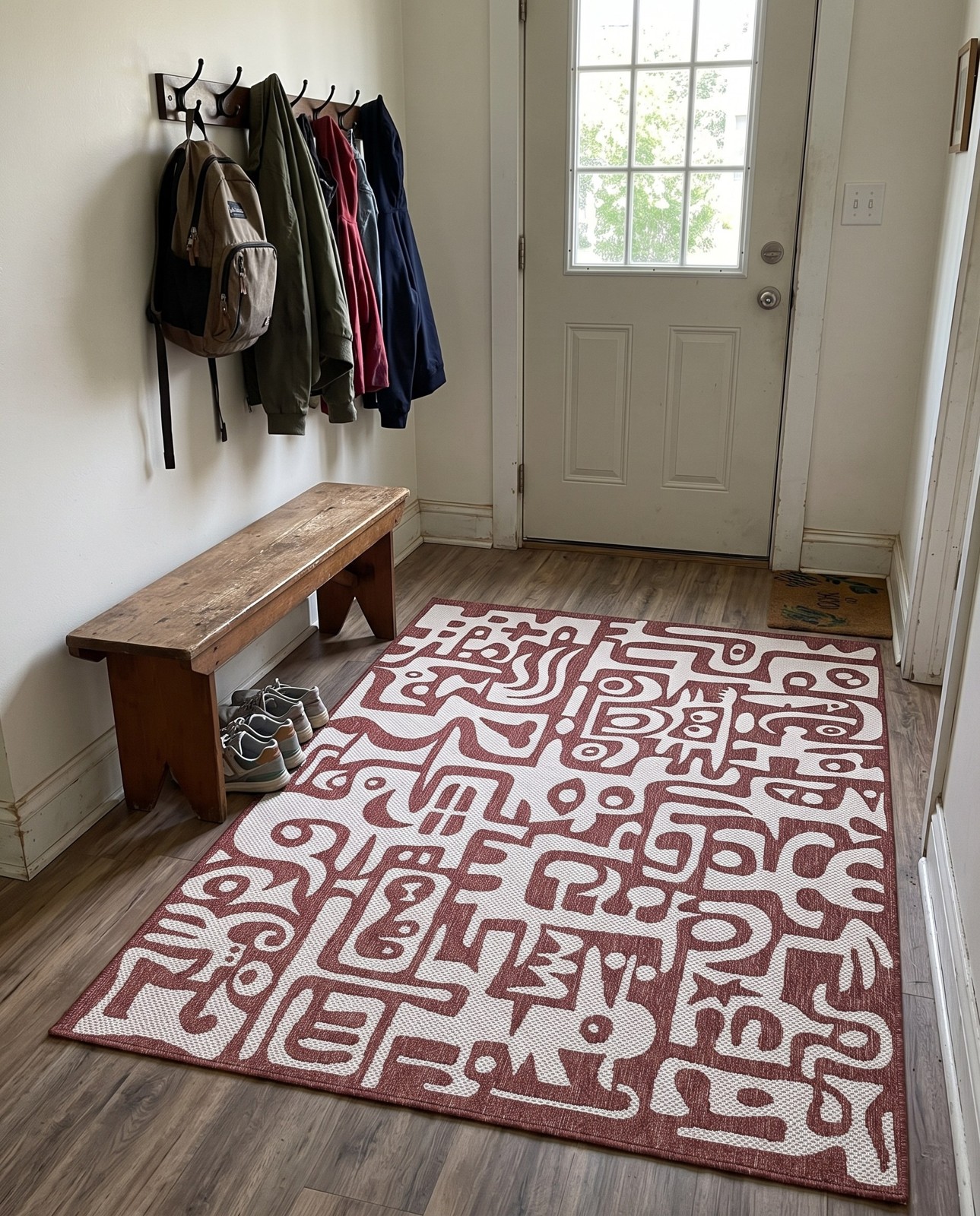 Detail image of 10' x 14' Hungerford · Abstract Outdoor Rug, rust red