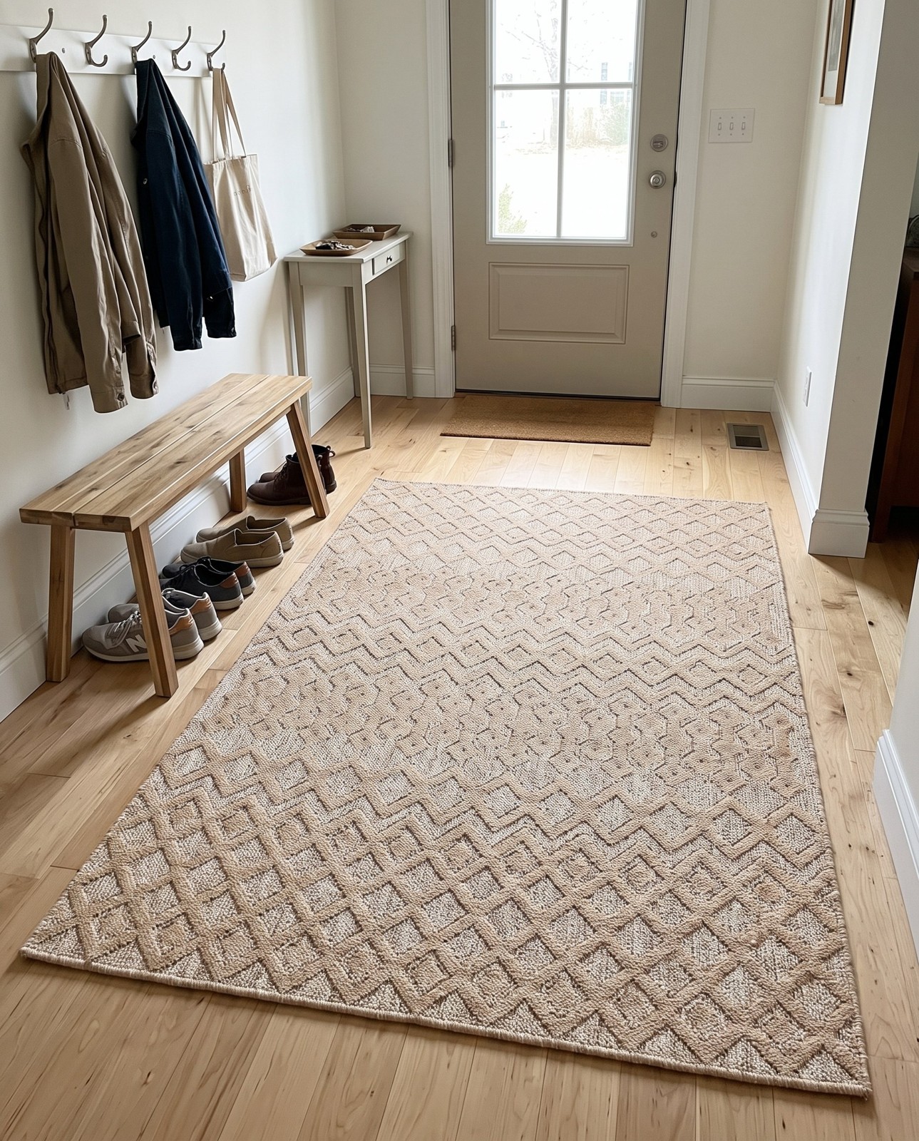 Detail image of 6' x 9' Creed · Diamond Outdoor Rug, beige