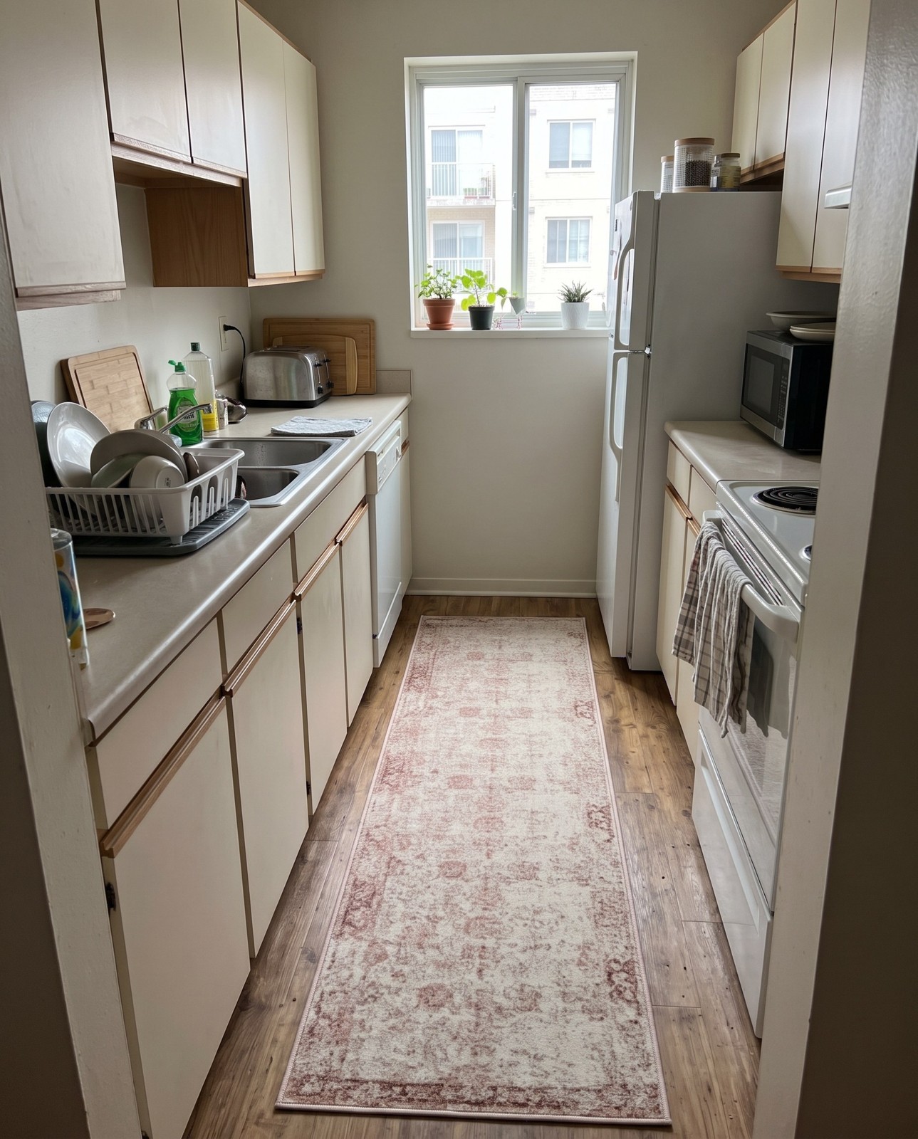 7' x 10' Blakemore · Distressed traditional rug, pink and ivory