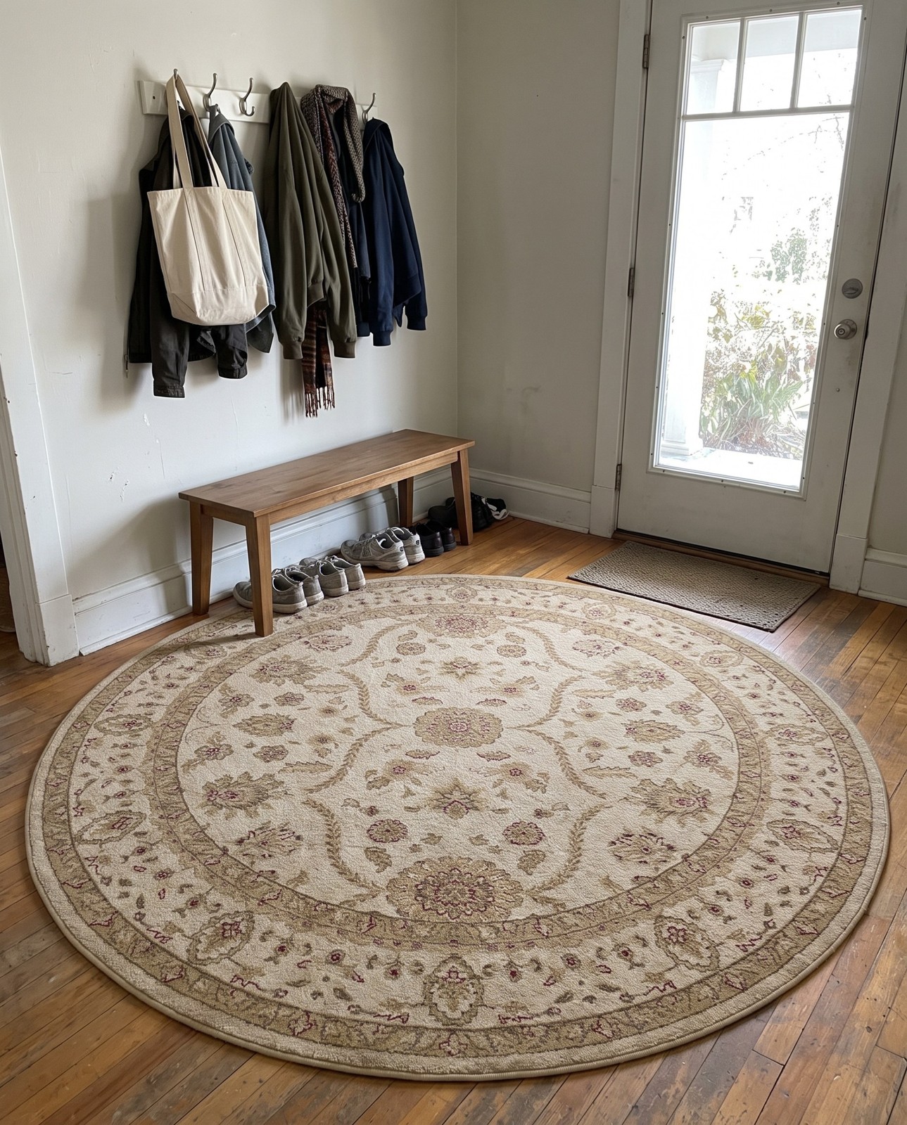 7' x 10' Placerville · Floral medallion rug, cream and beige