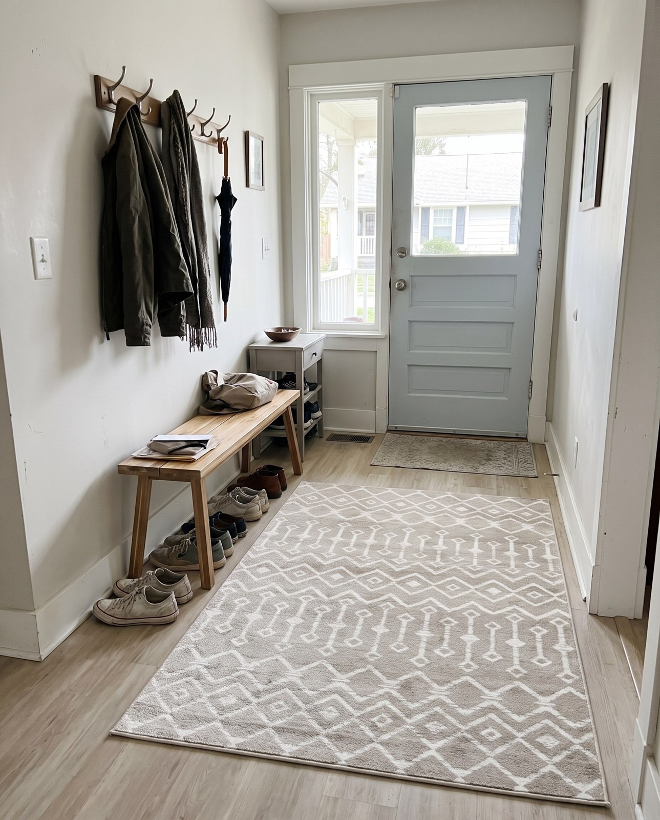 3' x 5' 3 Dudley · Geometric trellis rug, beige and ivory