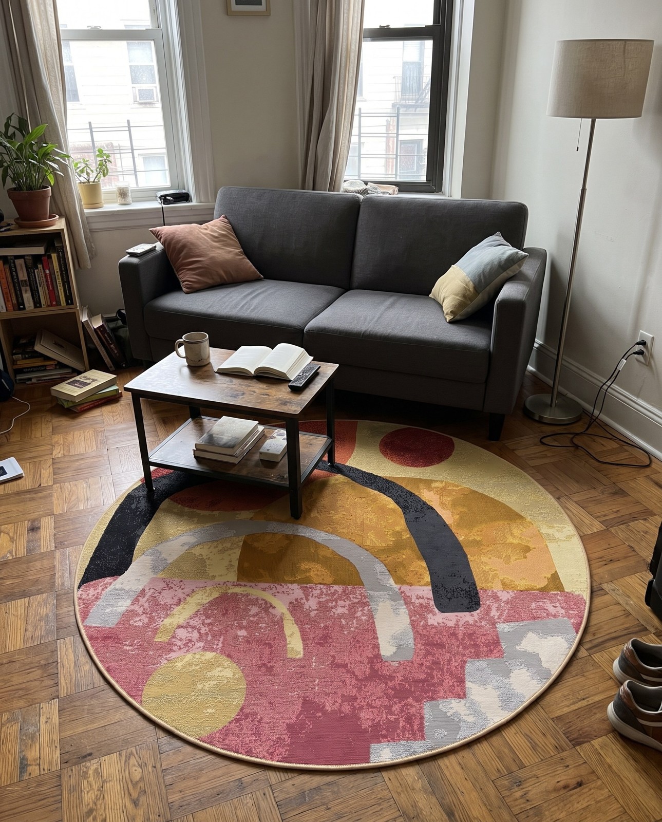 5' x 5' Averill · Abstract geometric Outdoor Rug, multi