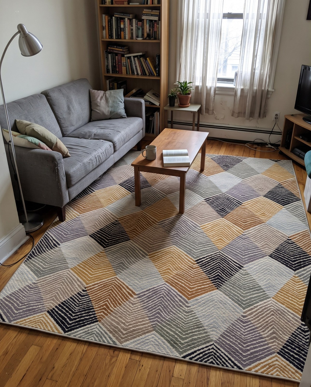 10' x 10' Reed · Chevron Outdoor Rug, gold and gray