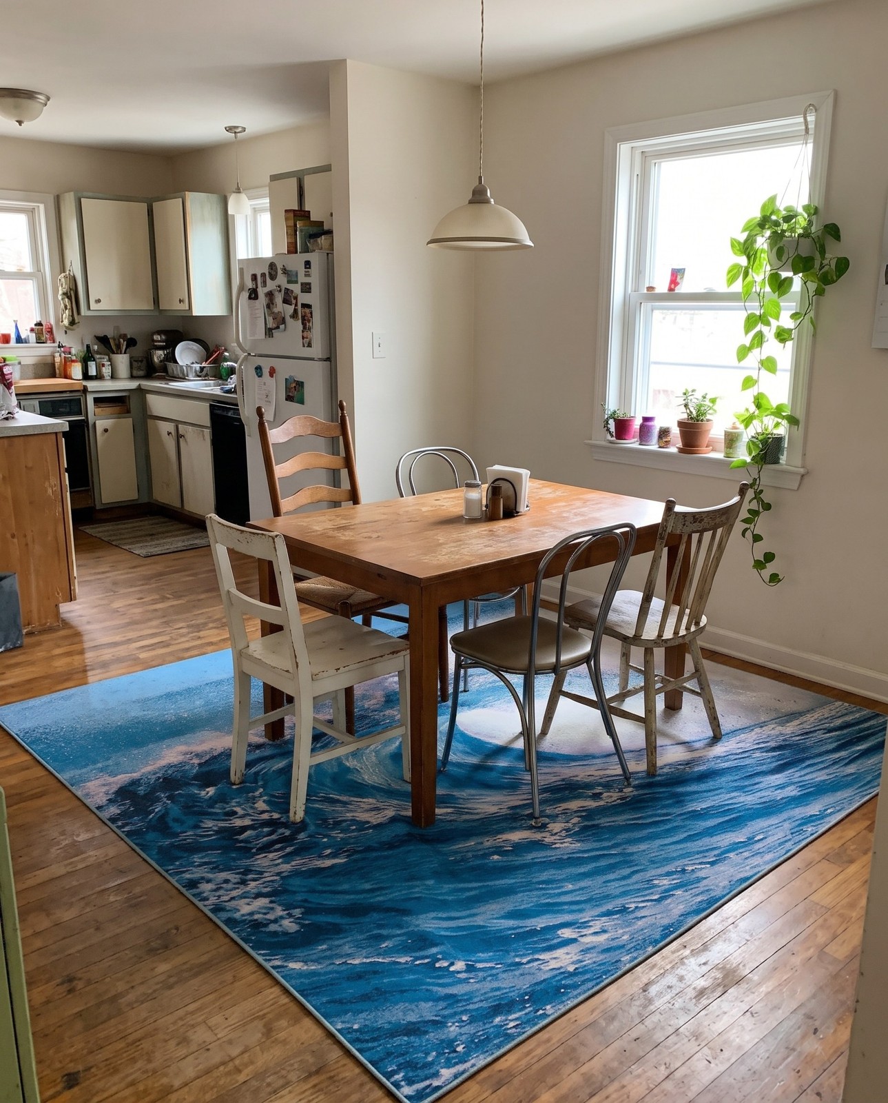 10' x 10' Lomax · Ocean wave Outdoor Rug, blue and ivory