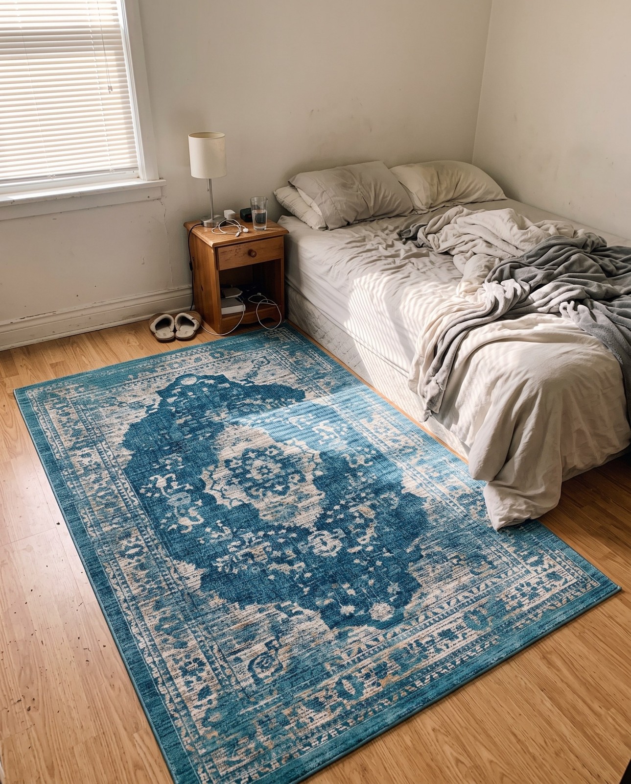 Detail image of 3' 3 x 5' 3 Fanshawe · Medallion rug, navy and beige