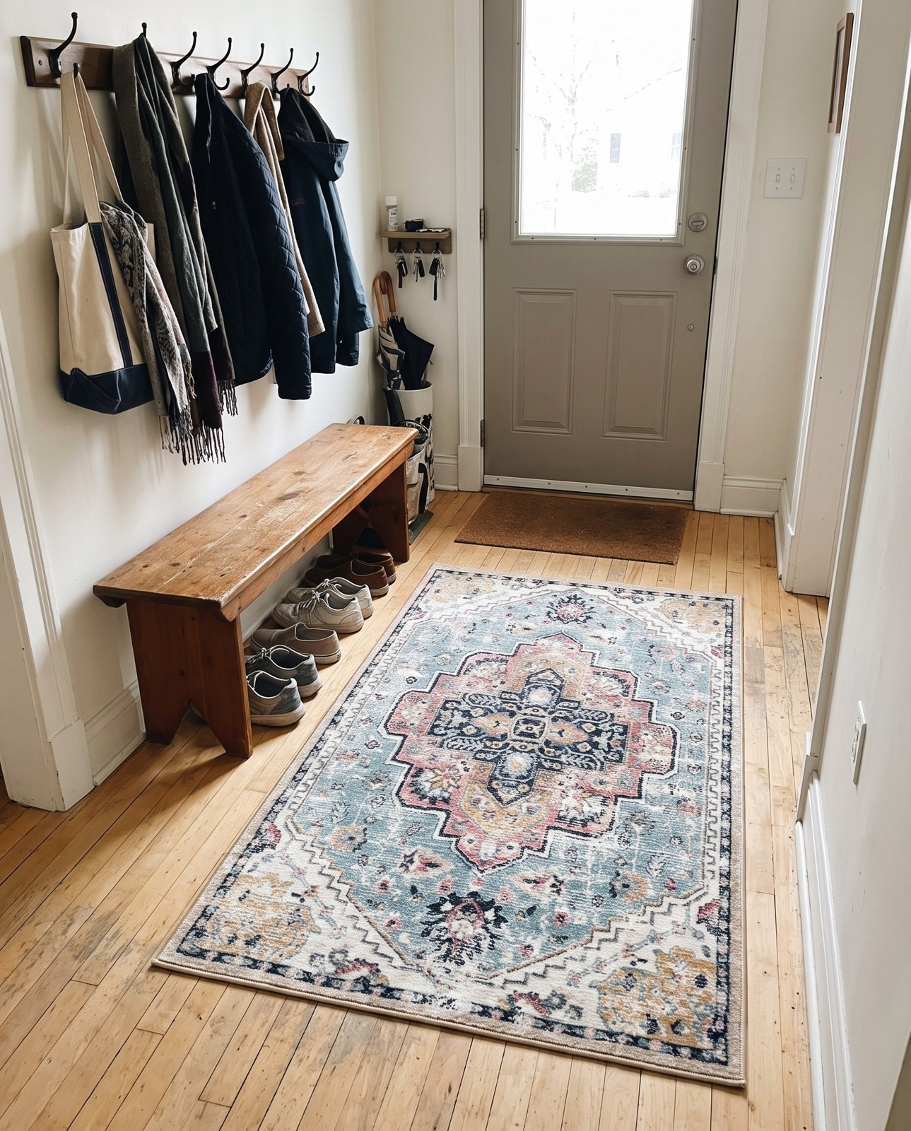 3' 3 x 5' 3 Wright · Medallion rug, seaglass and rose