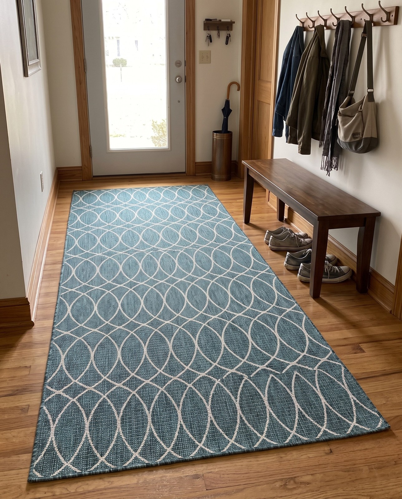 4' x 6' Atkins · Lattice Outdoor Rug, teal