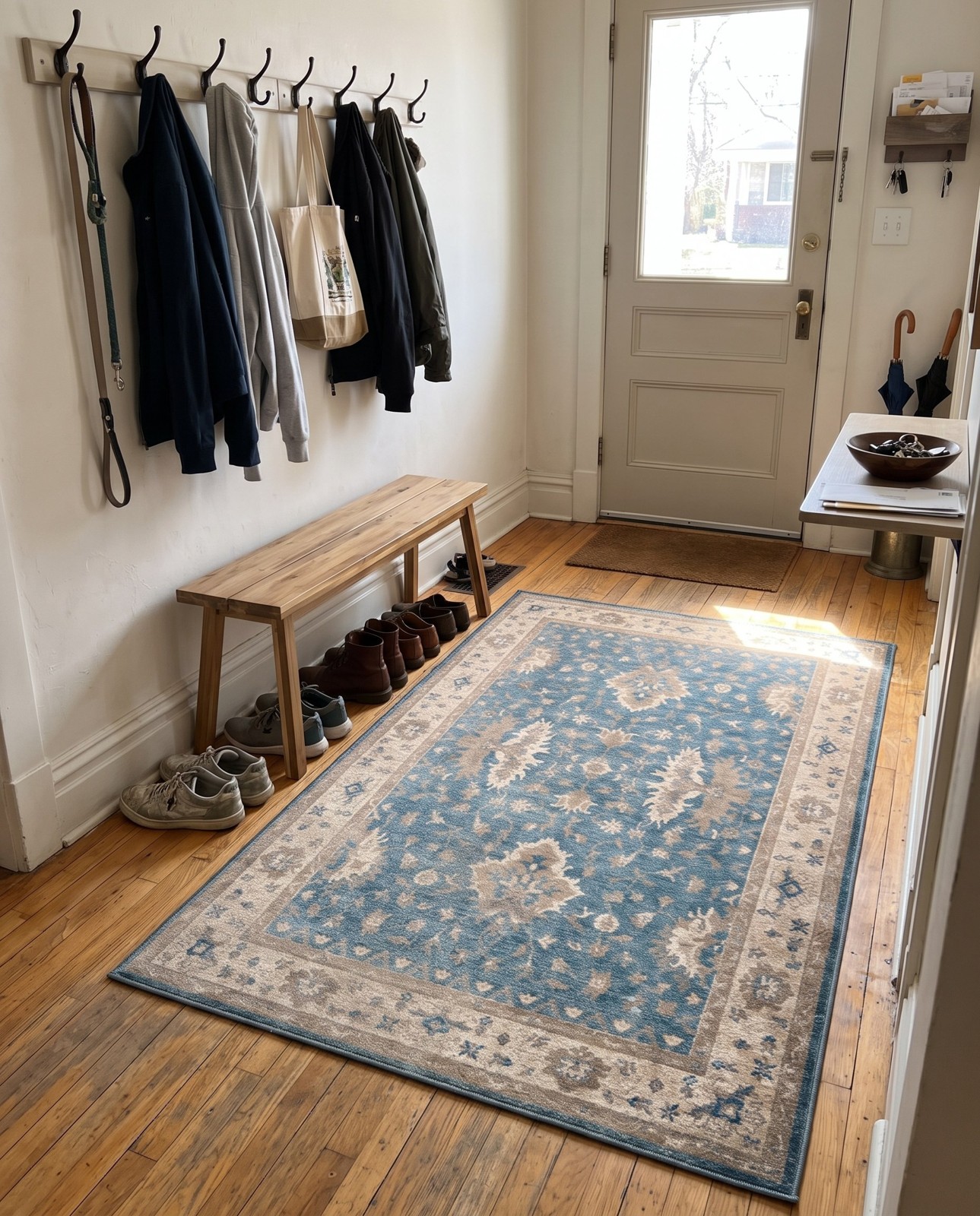 4' x 6' Leland · Medallion rug, light blue and ivory