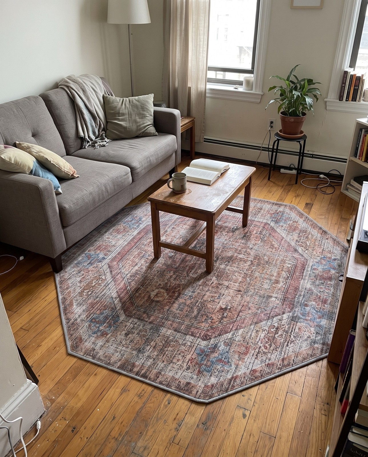 5' 3 x 7' Murrow · Distressed traditional rug, rust and brown