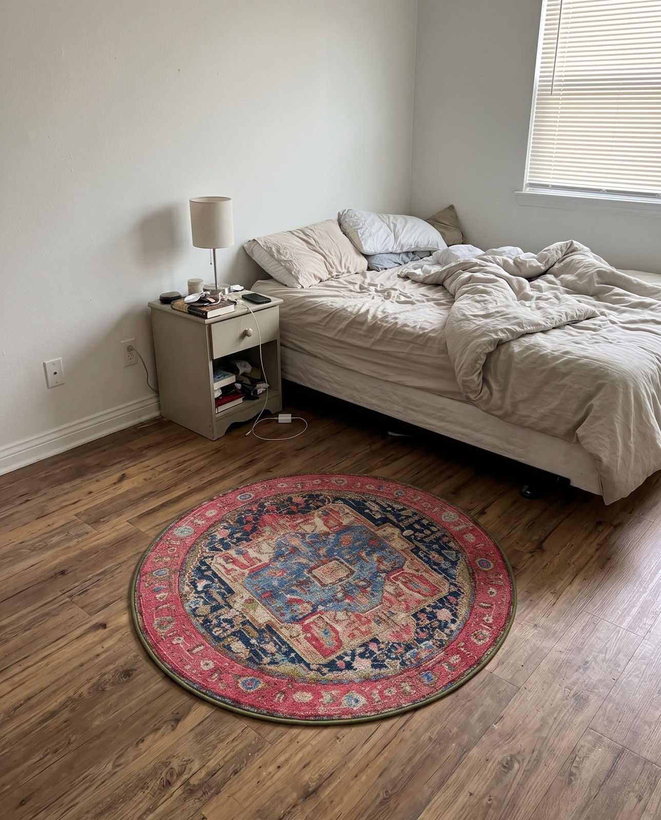 3' x 3' Lomax · Medallion Outdoor Rug, navy and pink