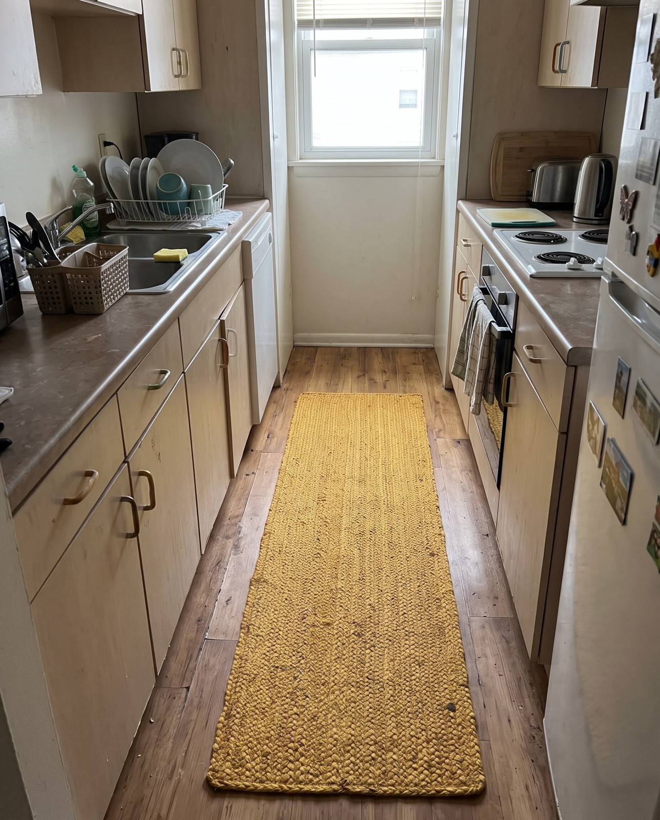 1' 2 x 8' Marlin · Solid braided Braided Jute Rug, warm mustard yellow