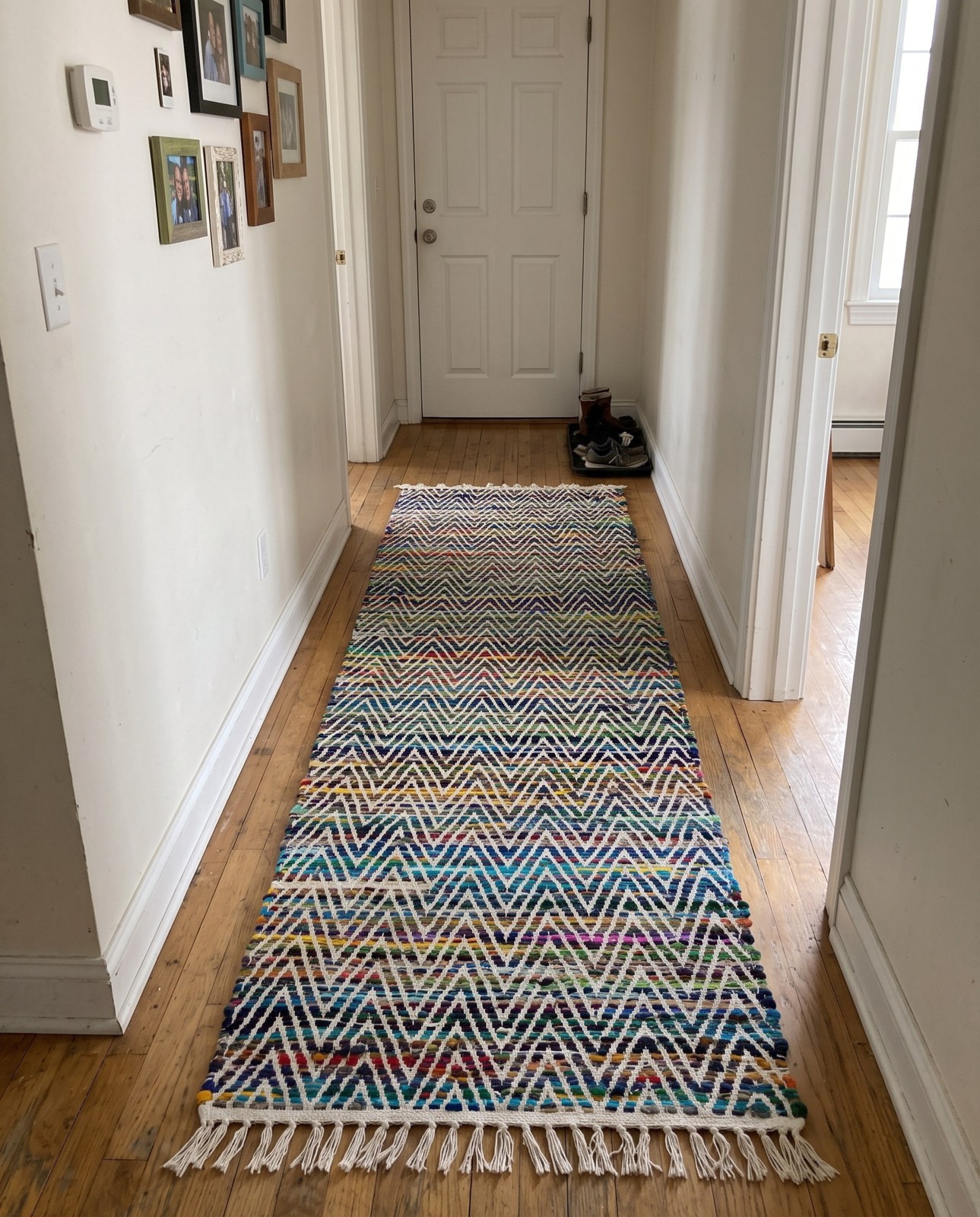 0' 9 x 2' 6 Hopkins · Chevron Chindi Rug, multicolored and ivory