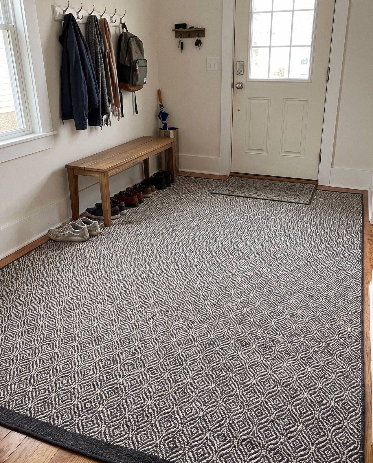 Detail image of 7' x 10' Fairley · Diamond Outdoor Rug, charcoal