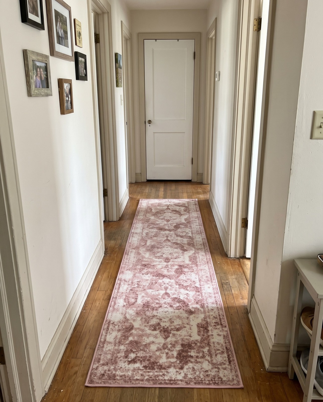 Detail image of 2' x 8' Blakemore · Distressed medallion rug, rose and ivory