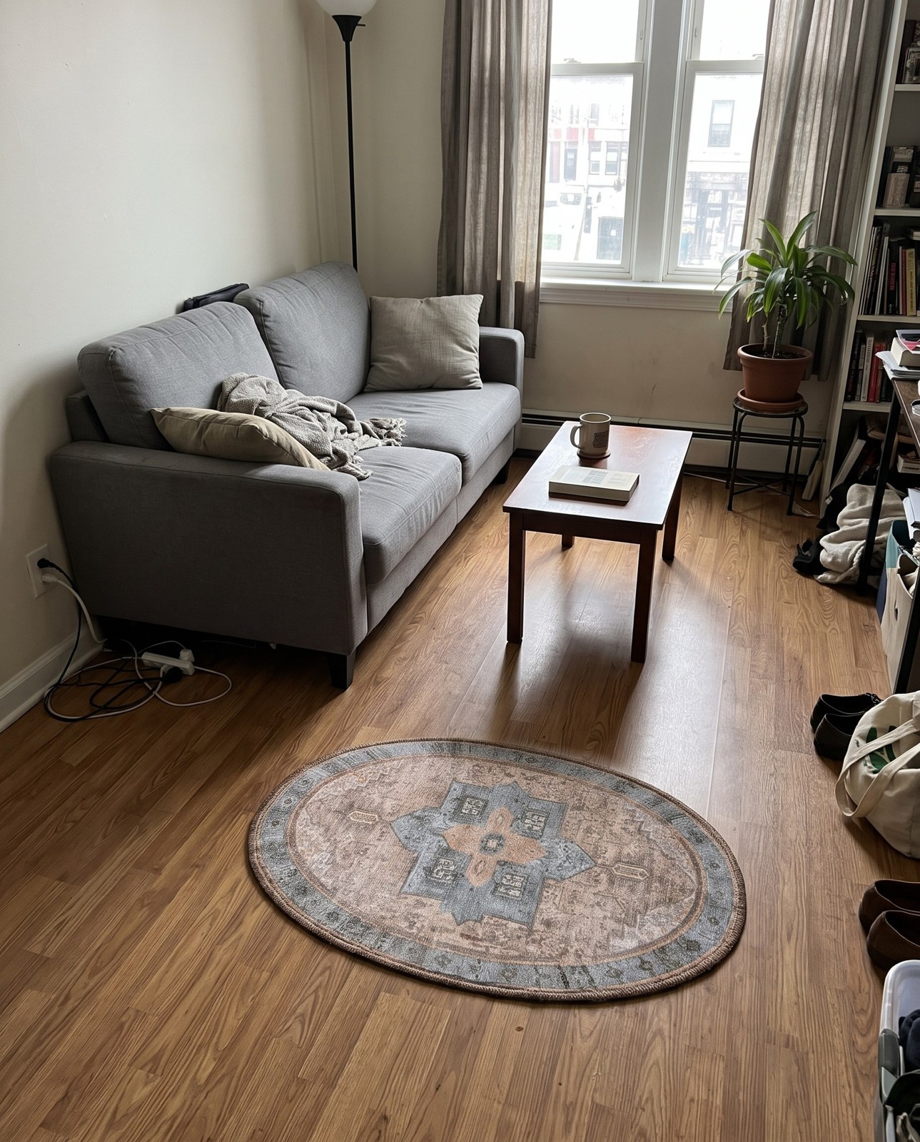 2' x 3' Clive · Medallion Washable Rug, brown and blue