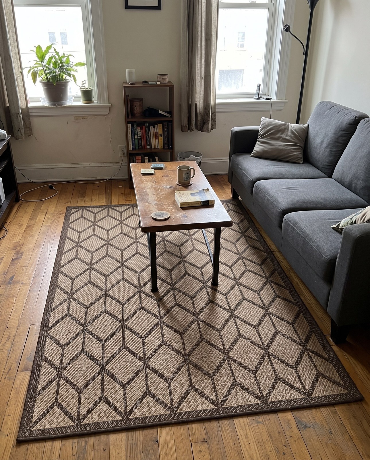 5' 3 x 8' Ogden · Geometric diamond rug, natural and brown