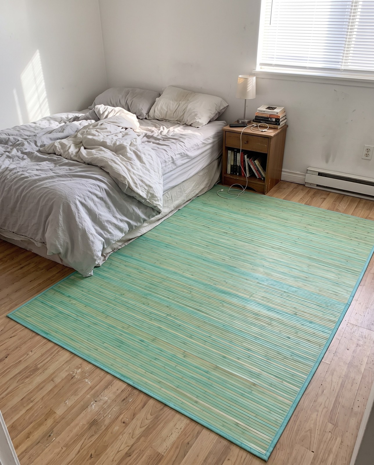 7' 10 x 10' Nora · Striped rug, aqua