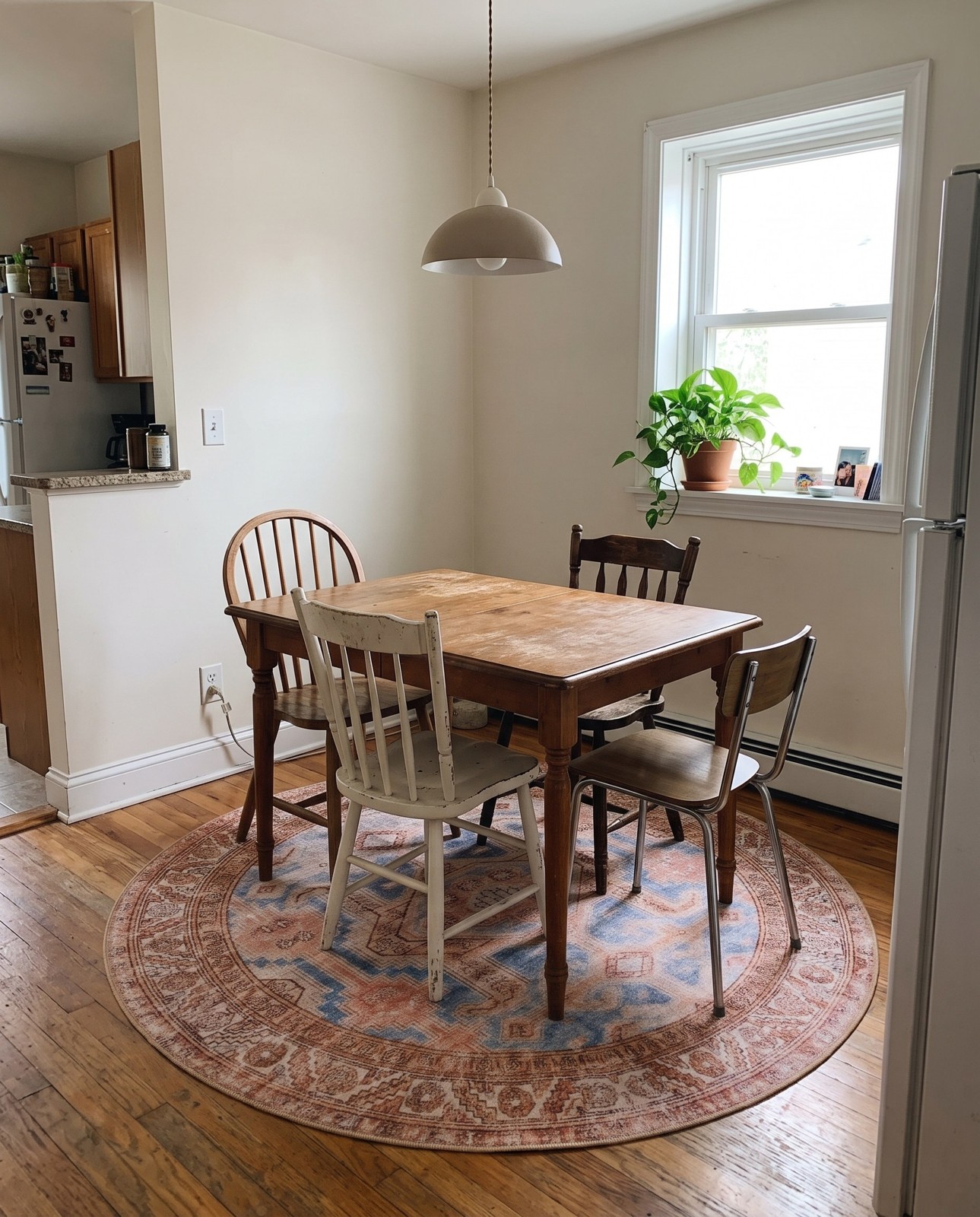 3' 6 x 3' 6 Walford · Medallion Washable Rug, blue and rust