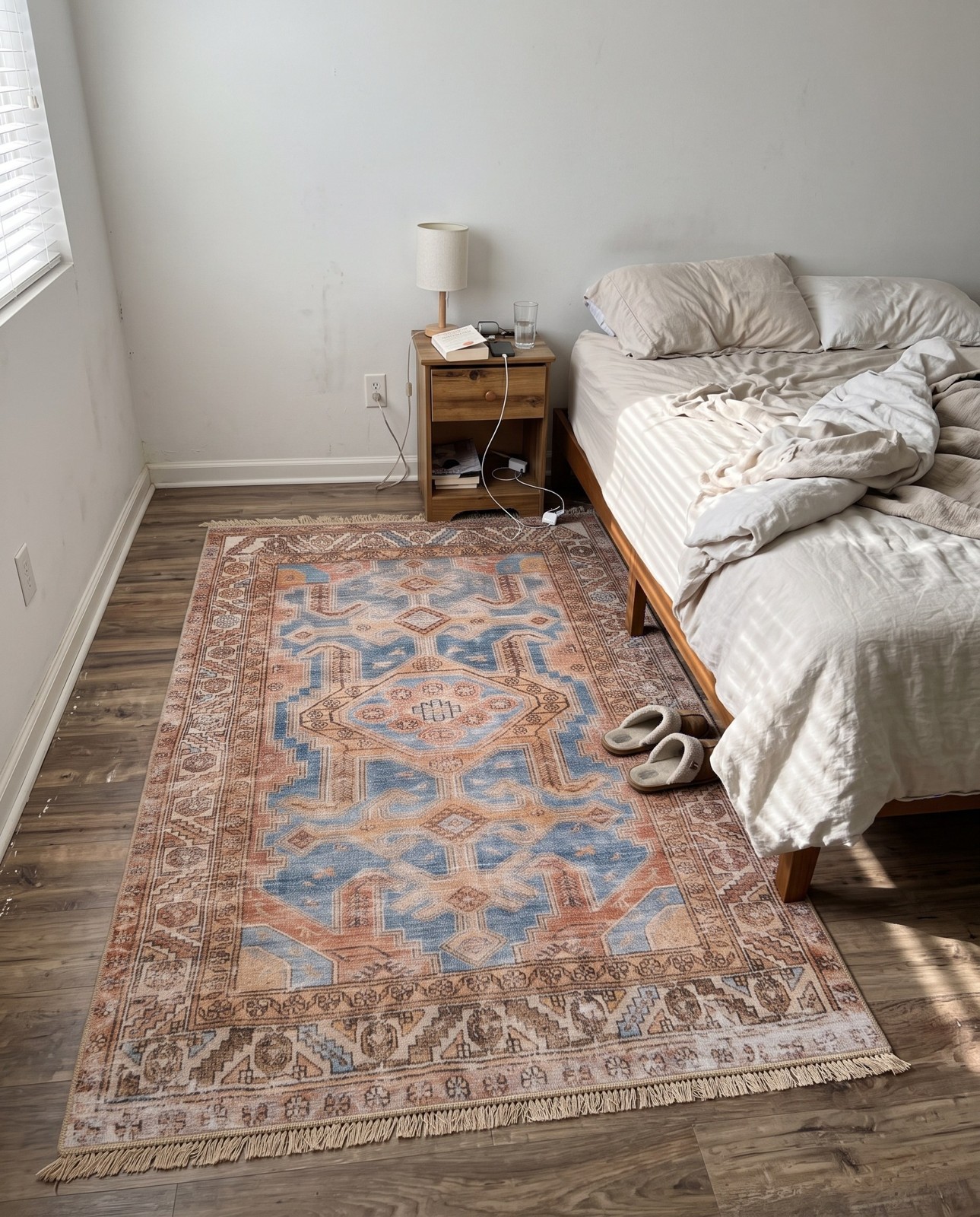 5' x 8' Walford · Medallion Washable Rug, blue and rust