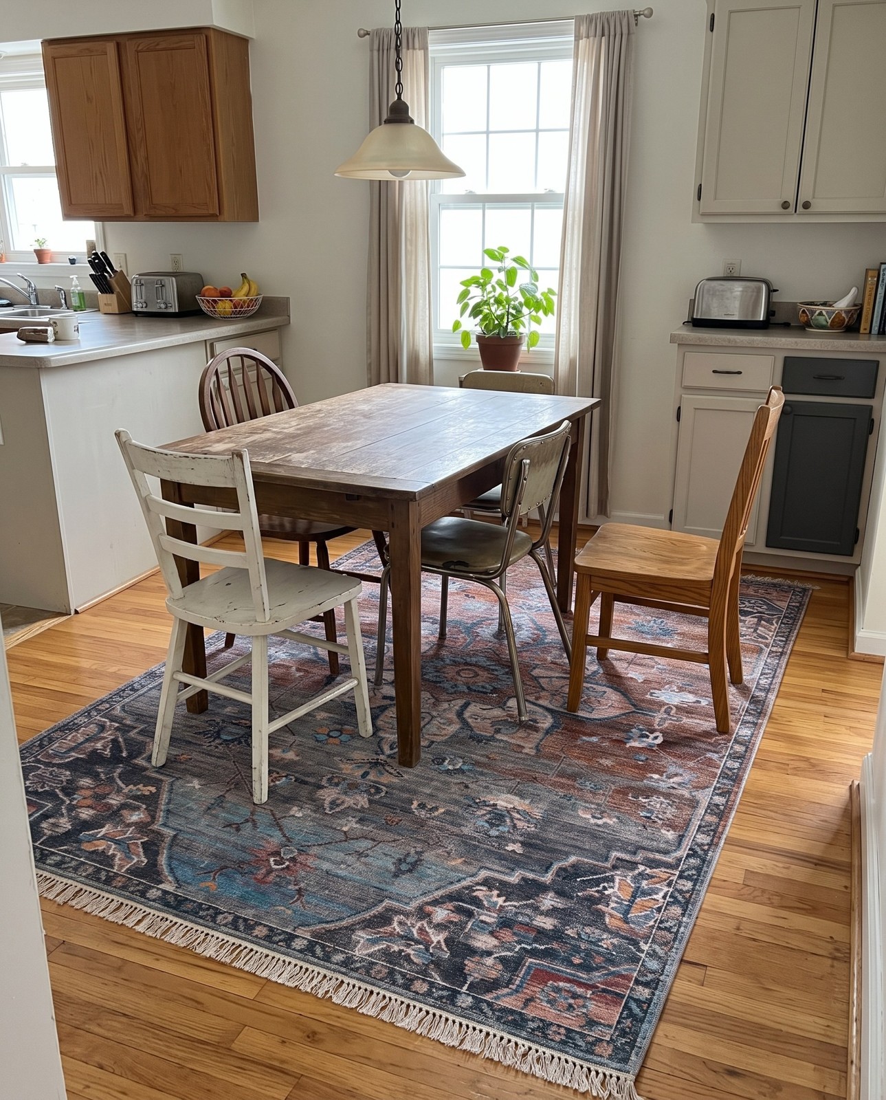 7' 10 x 11' Sibley · Medallion rug, rust and denim blue
