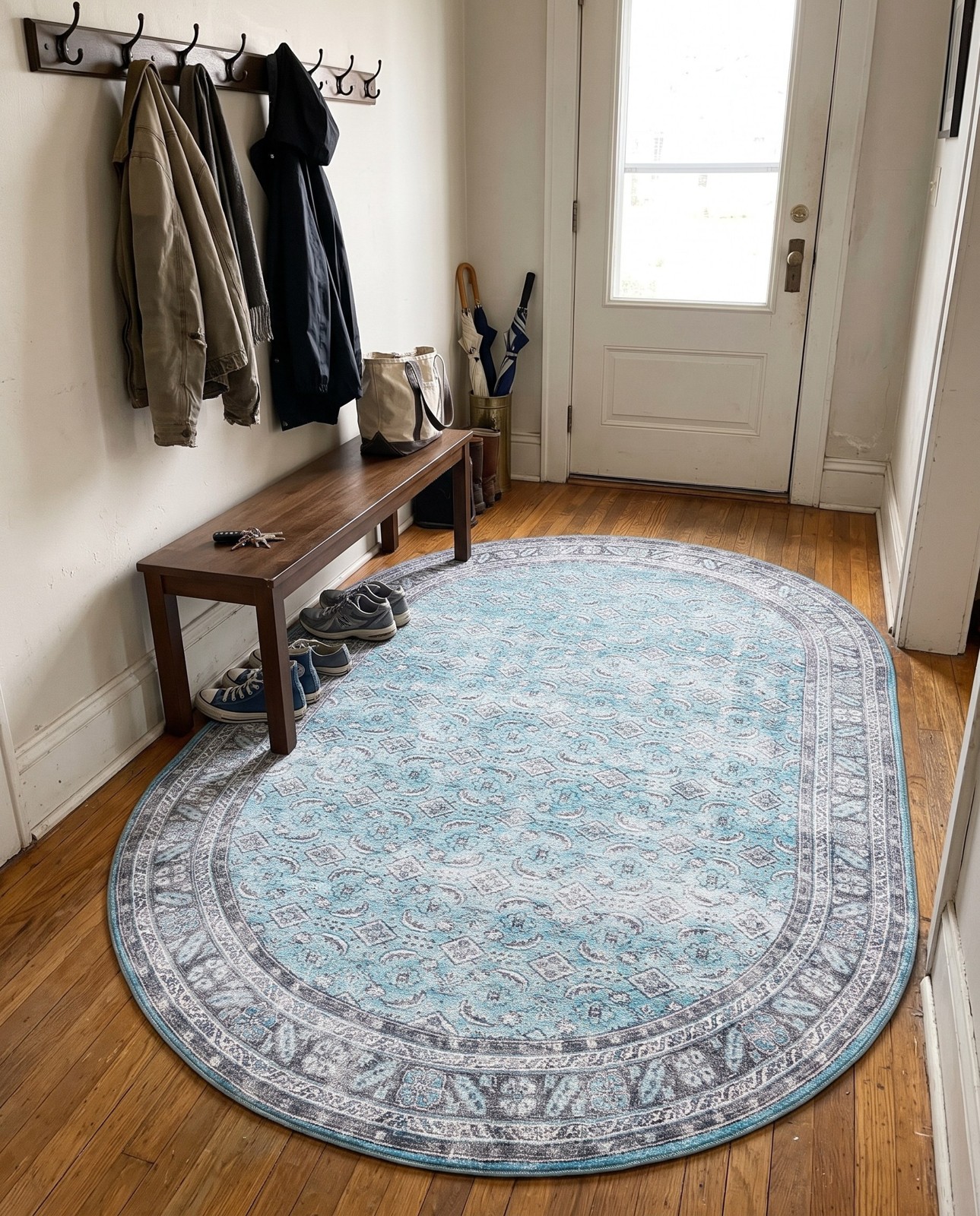7' 6 x 10' 6 Forrester · Border Washable Rug, blue