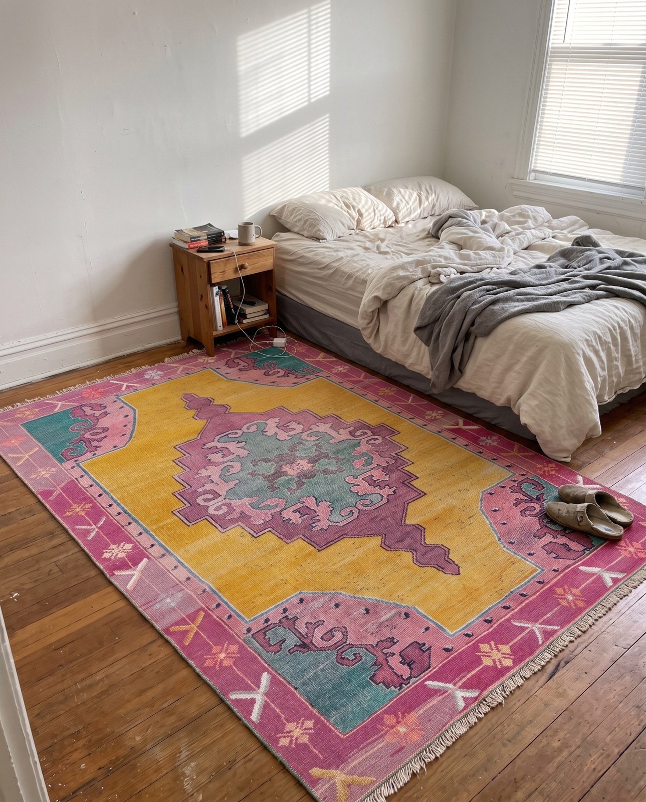 8' 4 x 12' Sanderson · Border Washable Rug, yellow