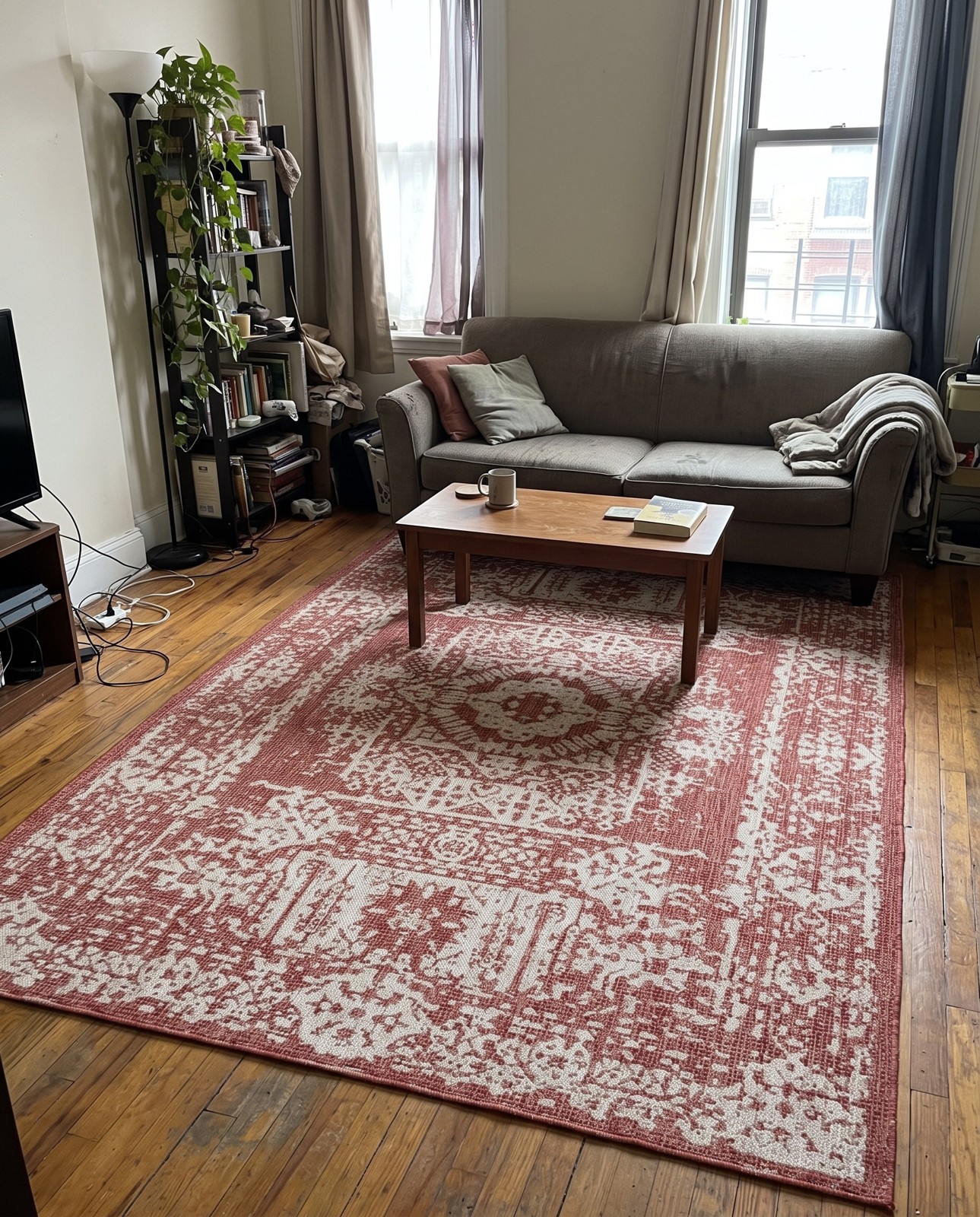 7' 10 x 11' Hayden · Border Outdoor Rug, rustred