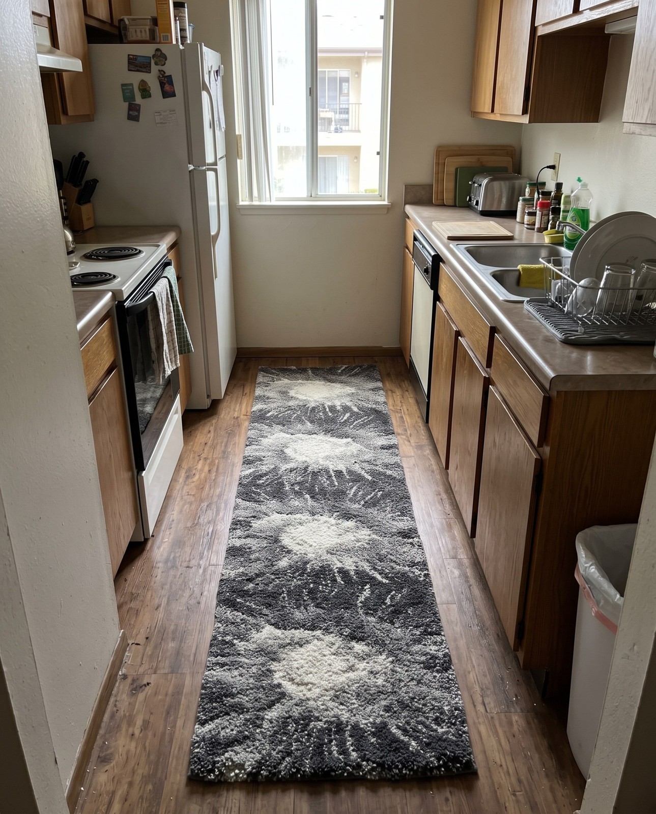 4' x 6' Shirley · Abstract burst Shag Rug, charcoal and ivory