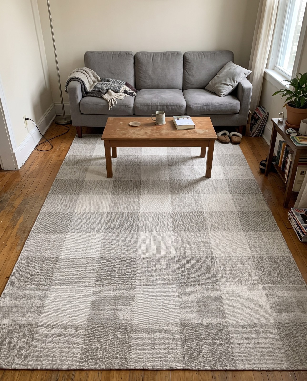 6' x 9' Ramona · Checkered Outdoor Rug, gray