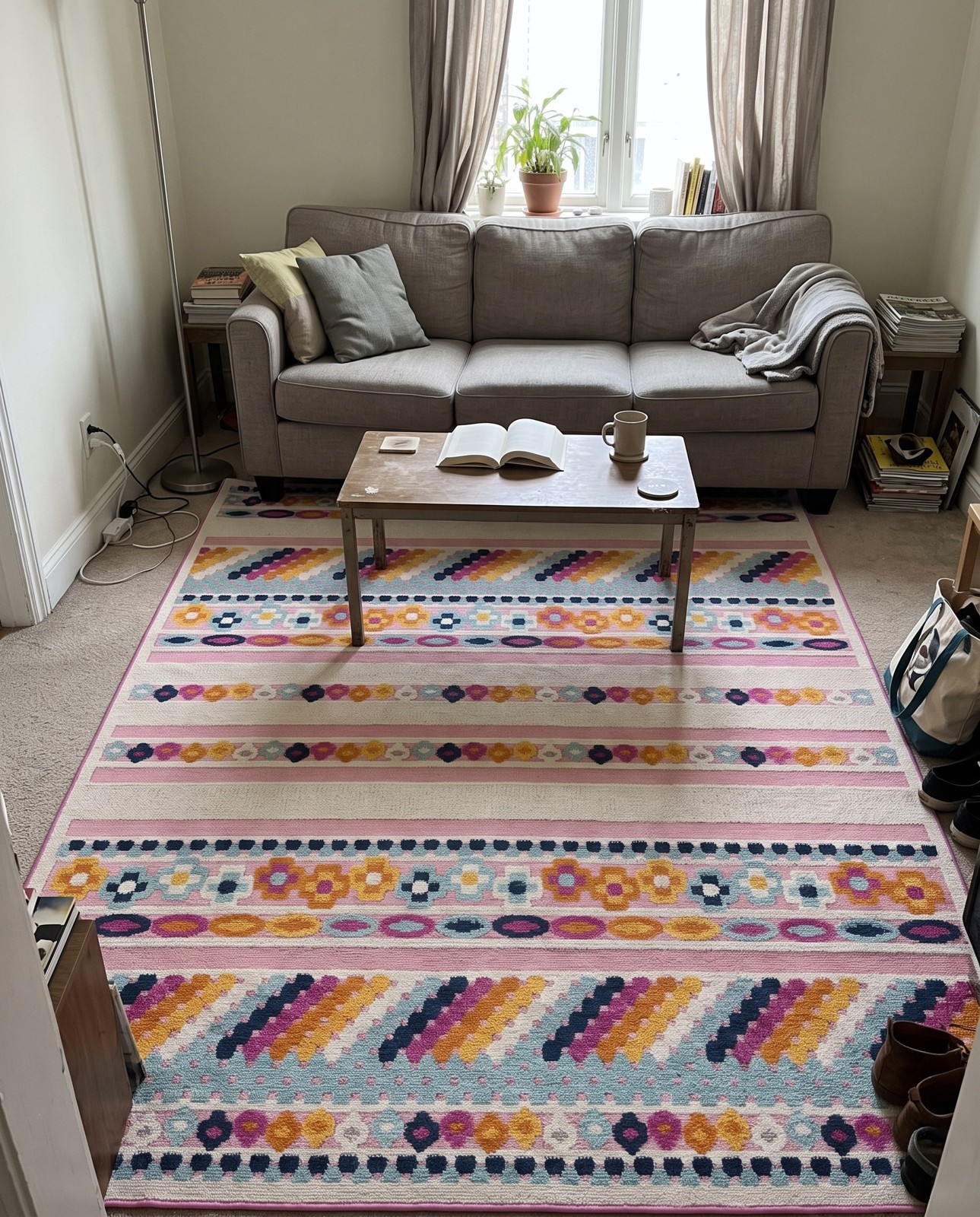 7' x 10' Tanner · Geometric Outdoor Rug, pink