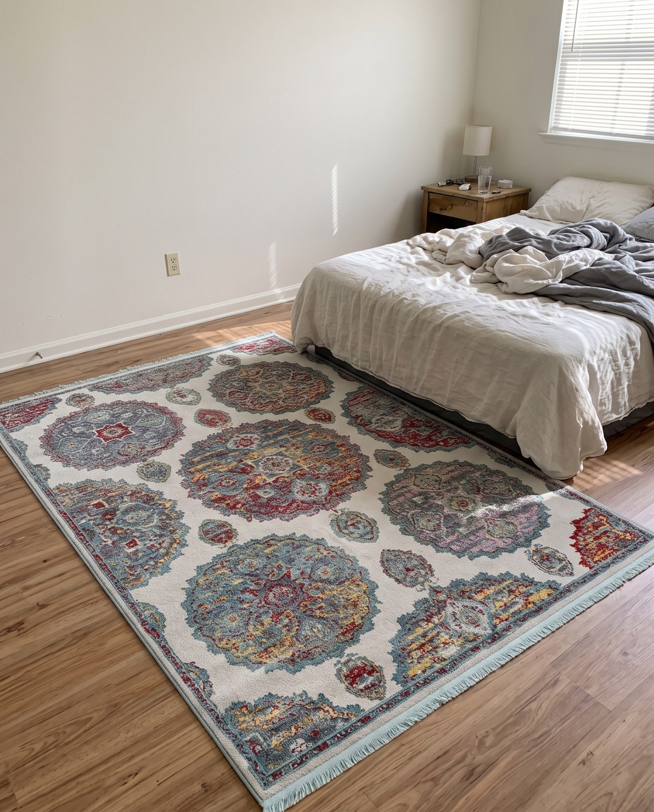 Detail image of 5' 5 x 8' Mather · Medallion rug, cream and multi