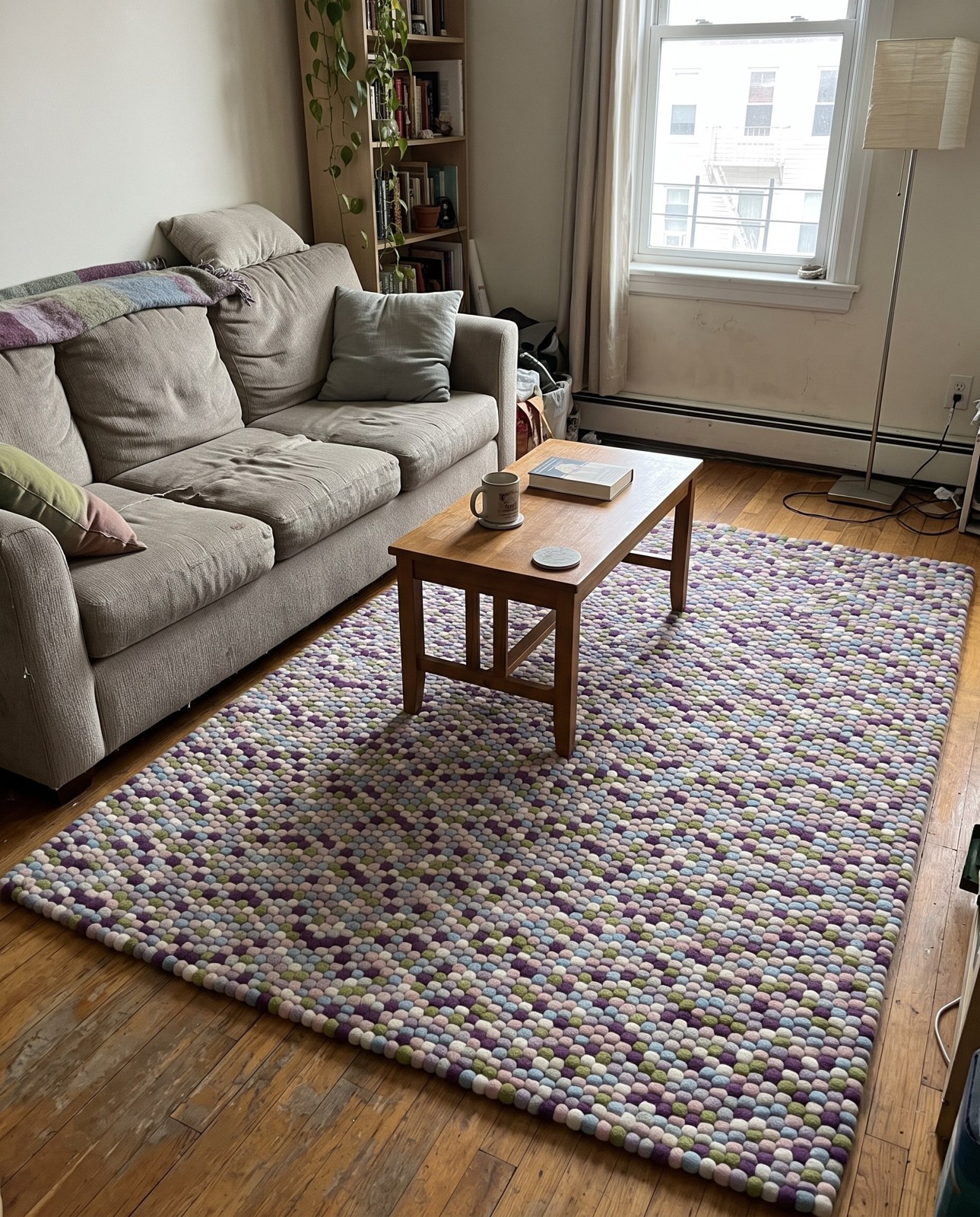 2' x 3' 1 Hawthorne · Abstract Wool Rug, pink and purple