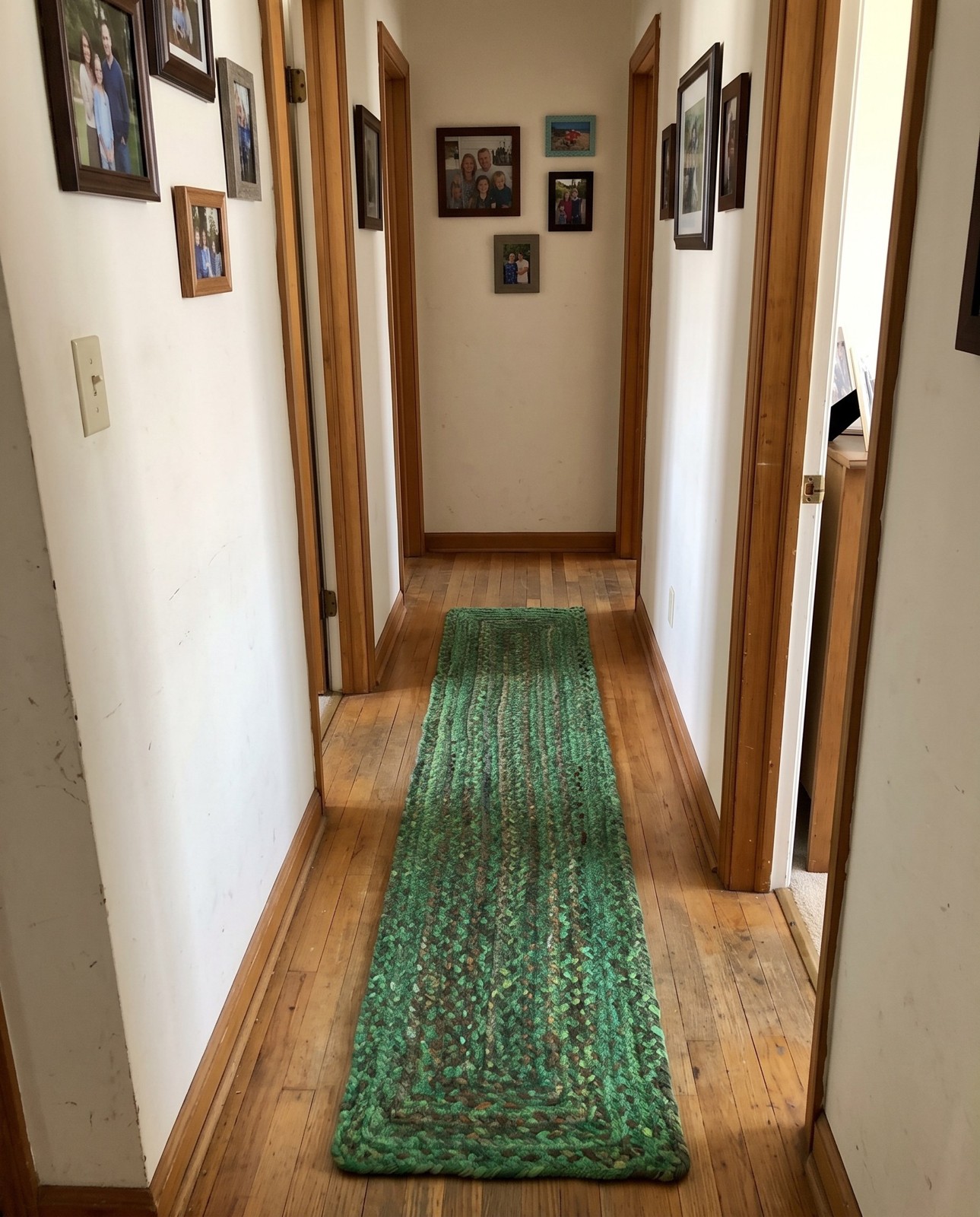 Detail image of 0' 9 x 2' 6 Heywood · Border Chindi Rug, green