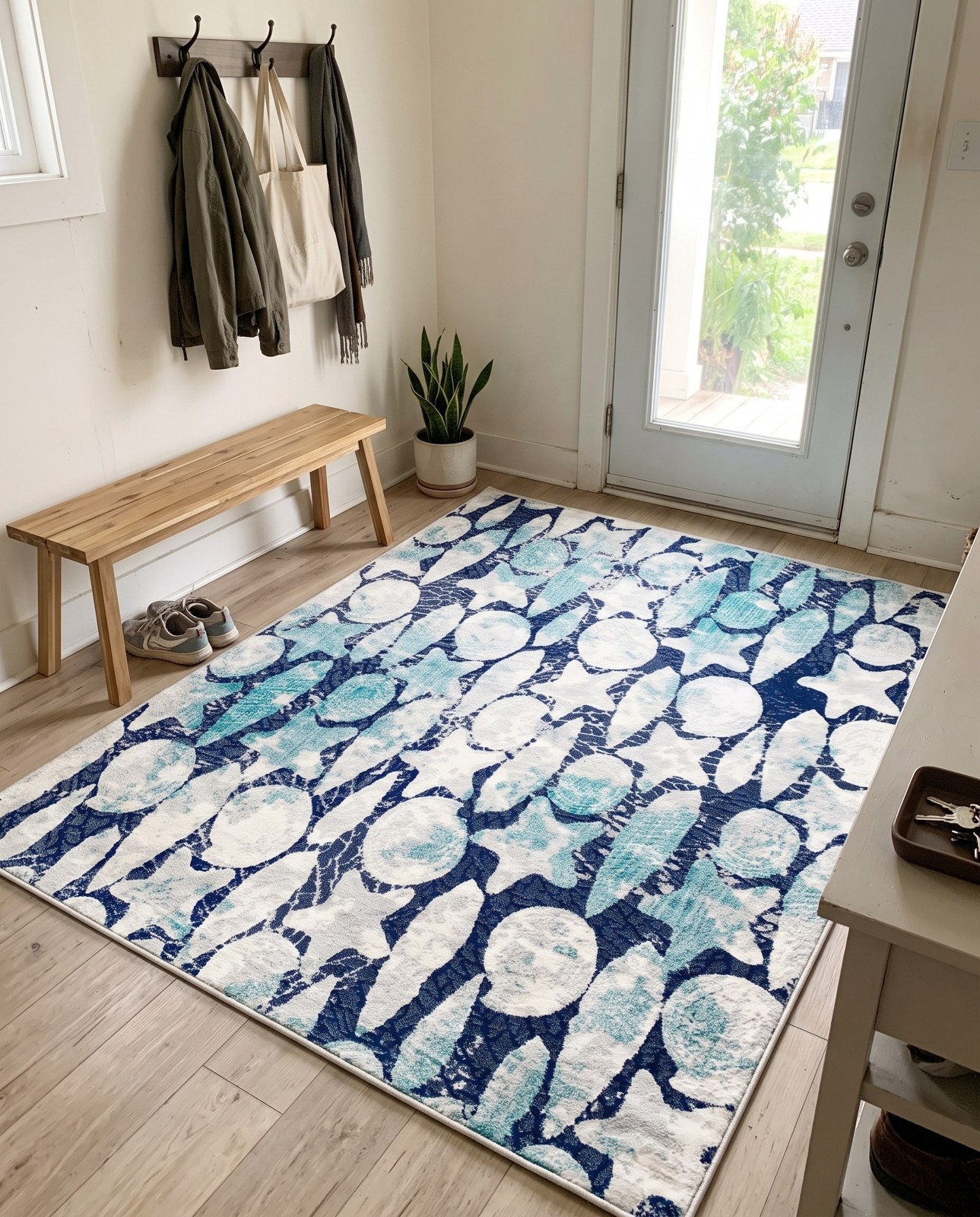 7' 10 x 10' Brambling · Abstract rug, blue