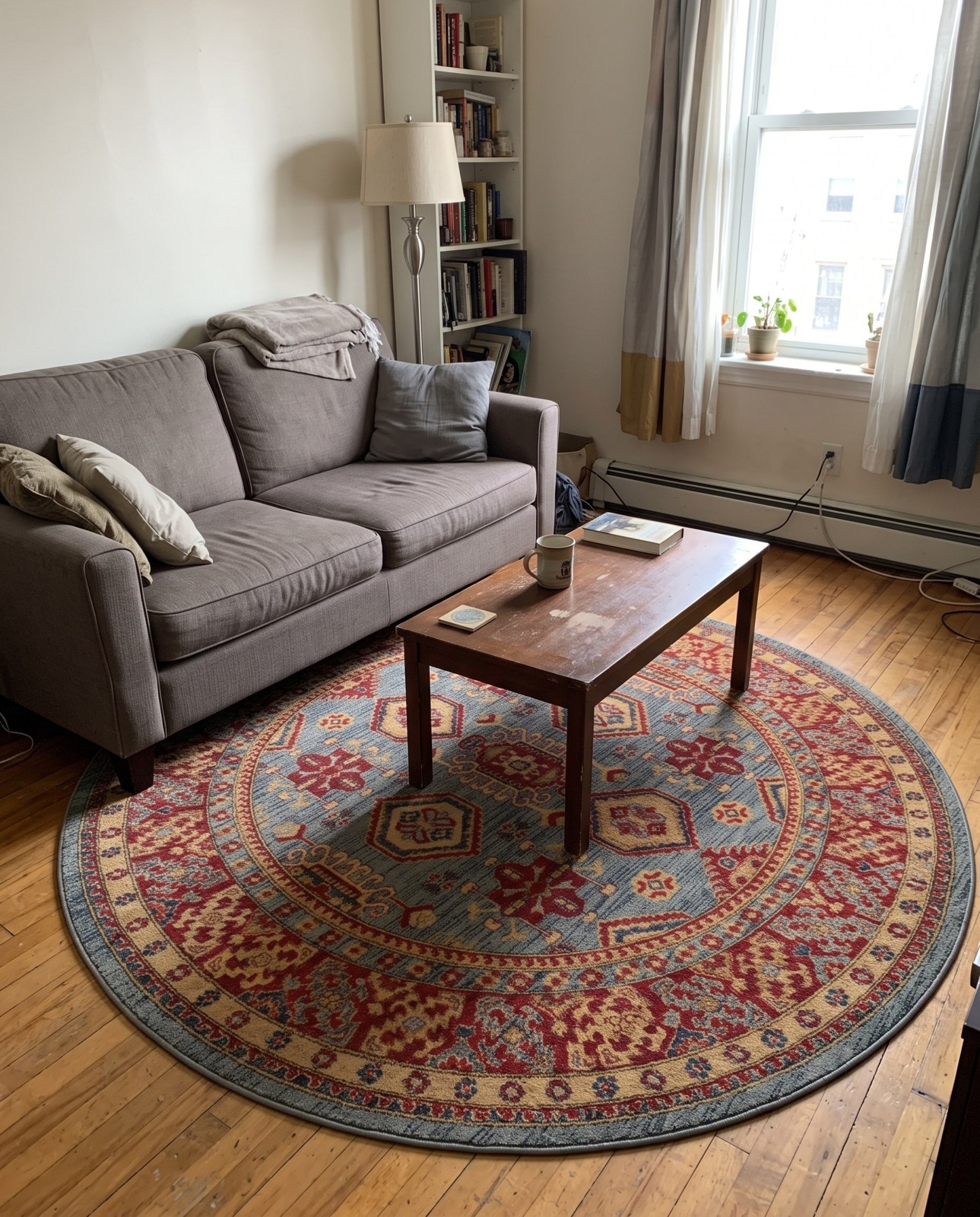 Detail image of 2' x 3' Rainey · Traditional medallion rug, blue and red