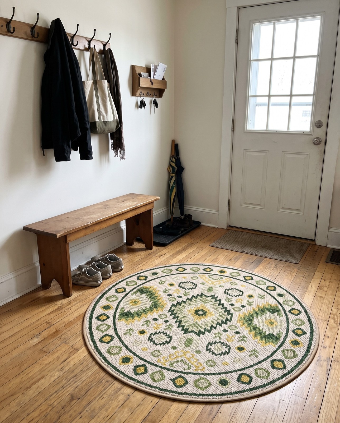 7' 10 x 7' 10 Whitfield · Southwestern medallion Outdoor Rug, green and yellow