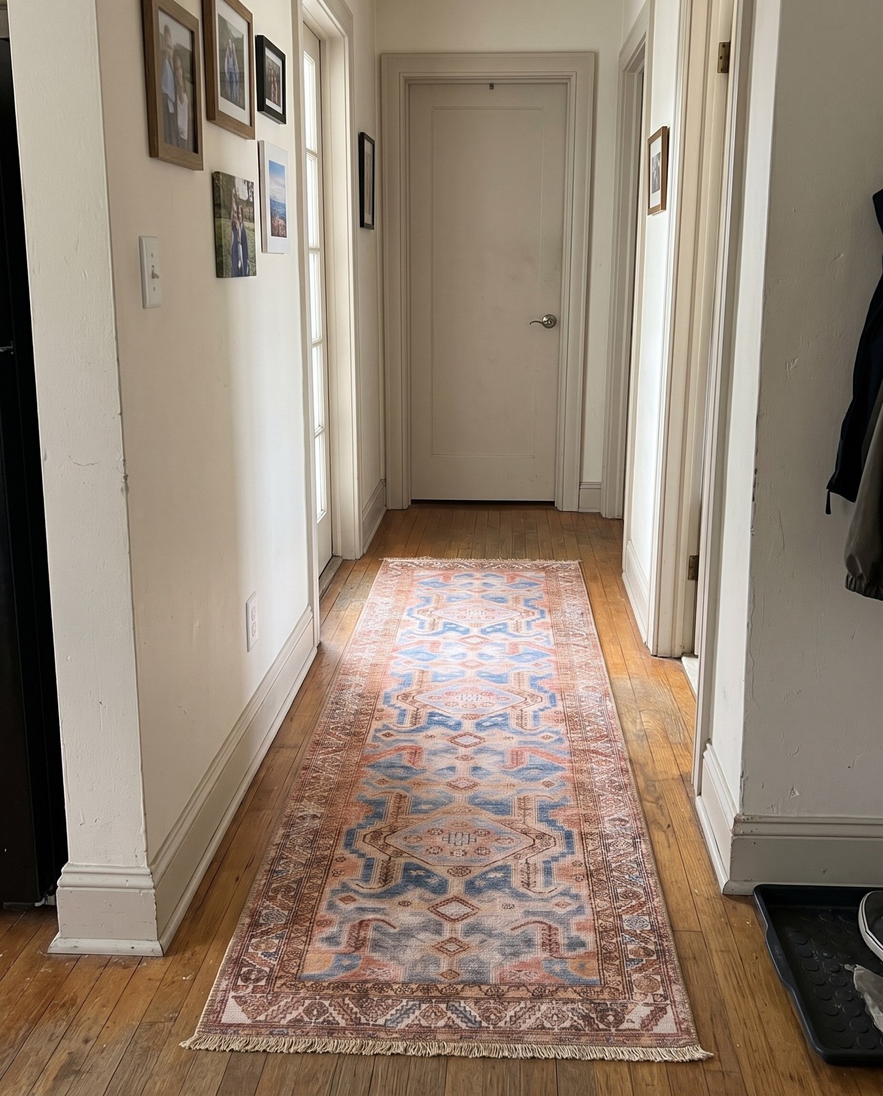 Detail image of 2' x 6' Walford · Medallion Washable Rug, blue and rust