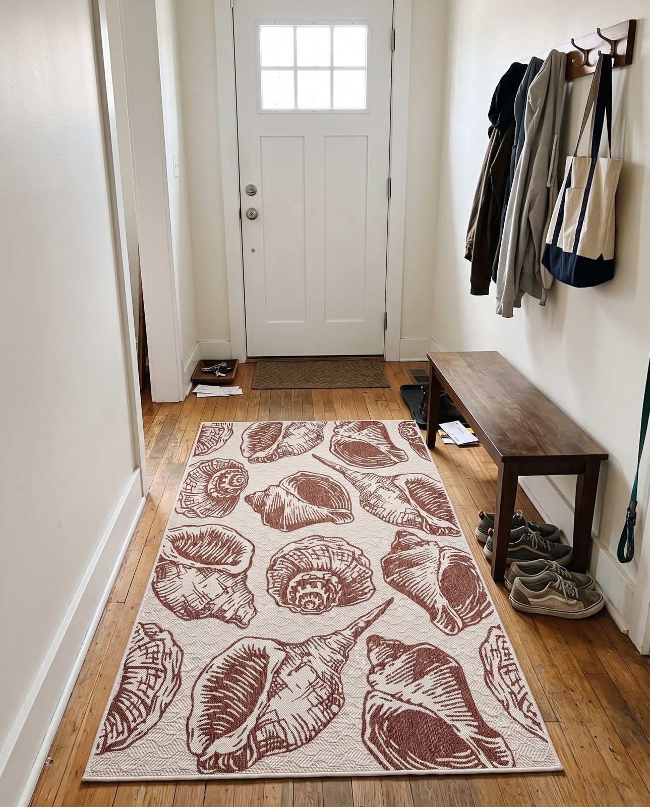 10' x 14' Arcata · Pictoral Outdoor Rug, ivory and rust red