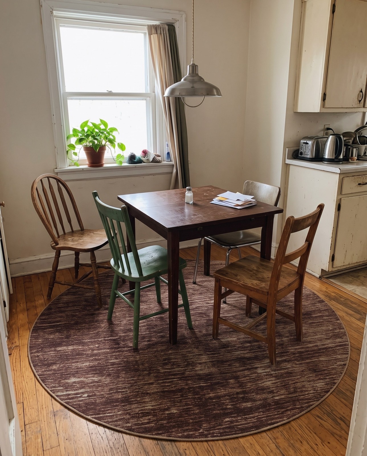 3' 6 x 3' 6 Prewitt · Striped rug, brown and beige