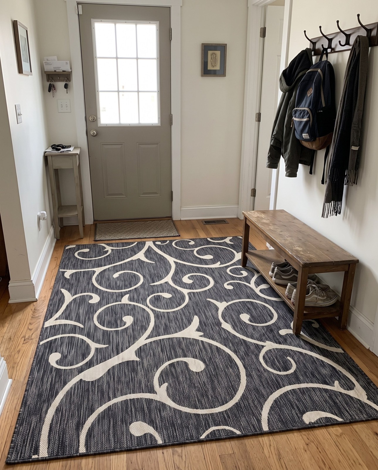 7' 10 x 11' Shale · Floral / botanical Outdoor Rug, charcoal