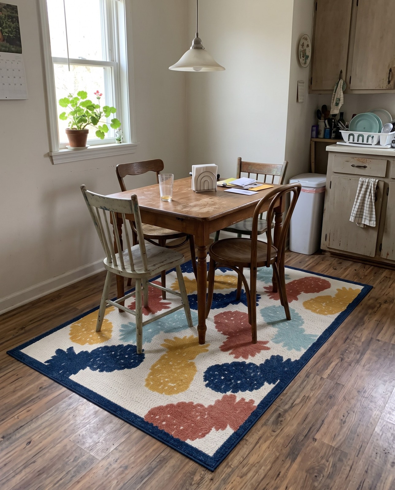 Detail image of 2' x 3' Ewell · Pineapple Outdoor Rug, multicolor and white