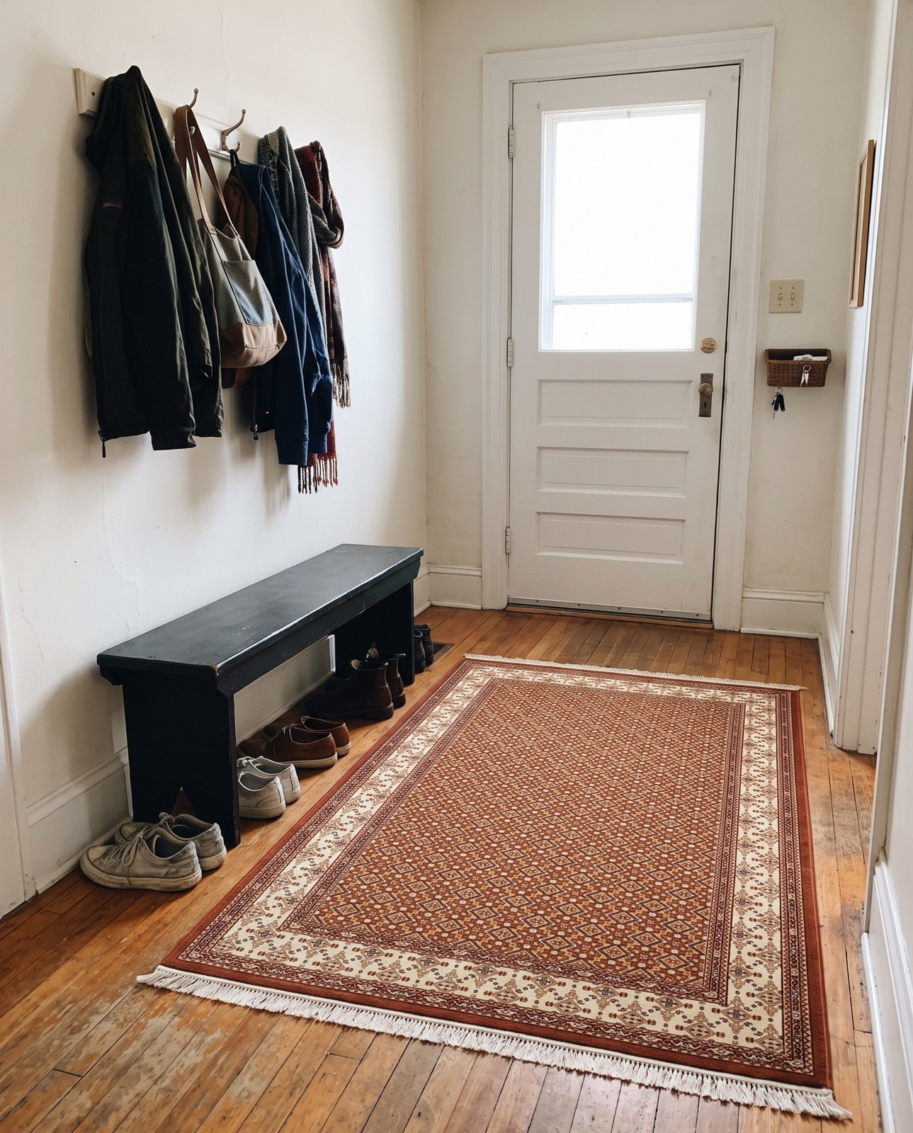 4' x 6' Fenton · Border rug, dusty pink and ivory