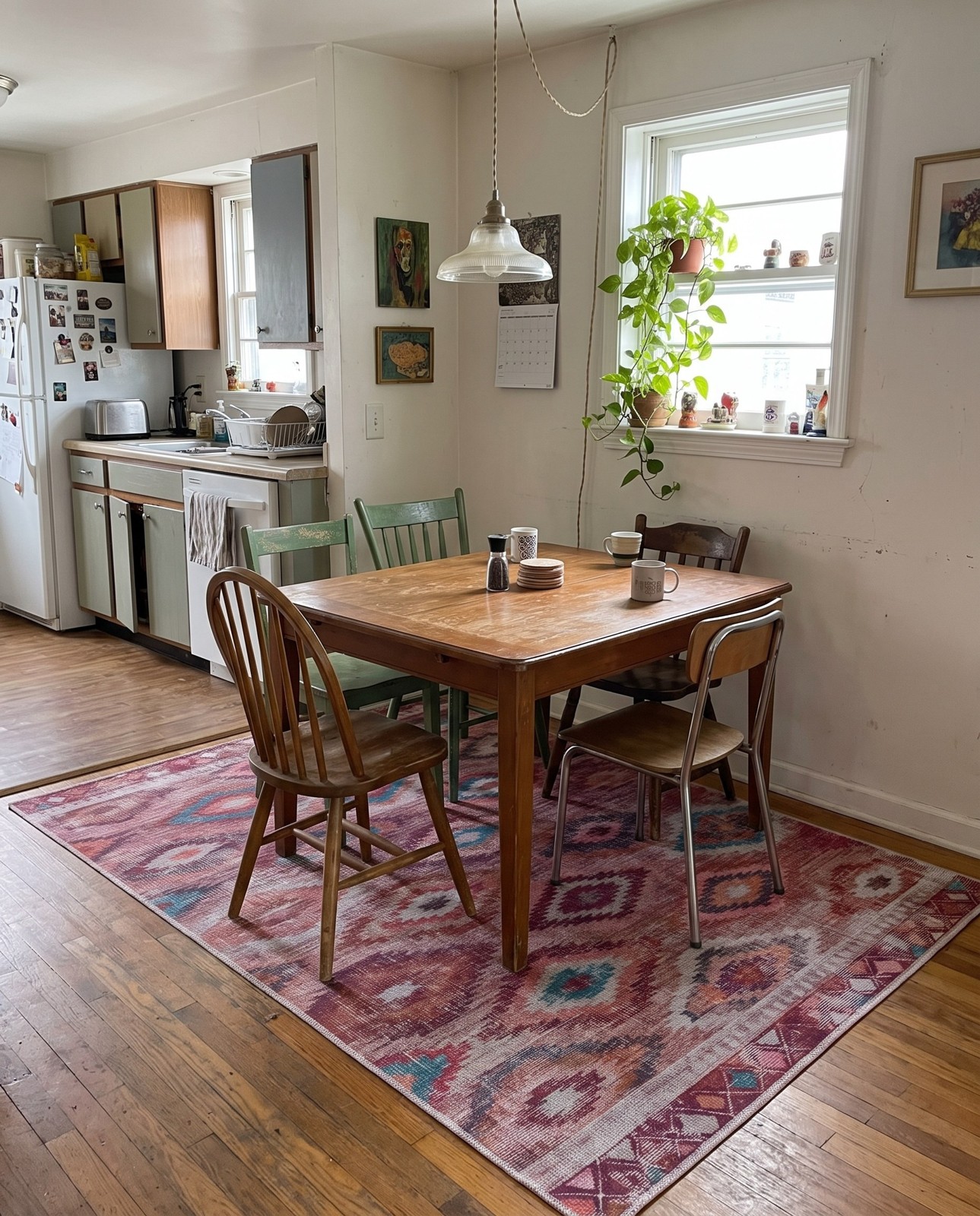 10' 6 x 13' Uttley · Diamond tribal Washable Rug, terracotta and turquoise